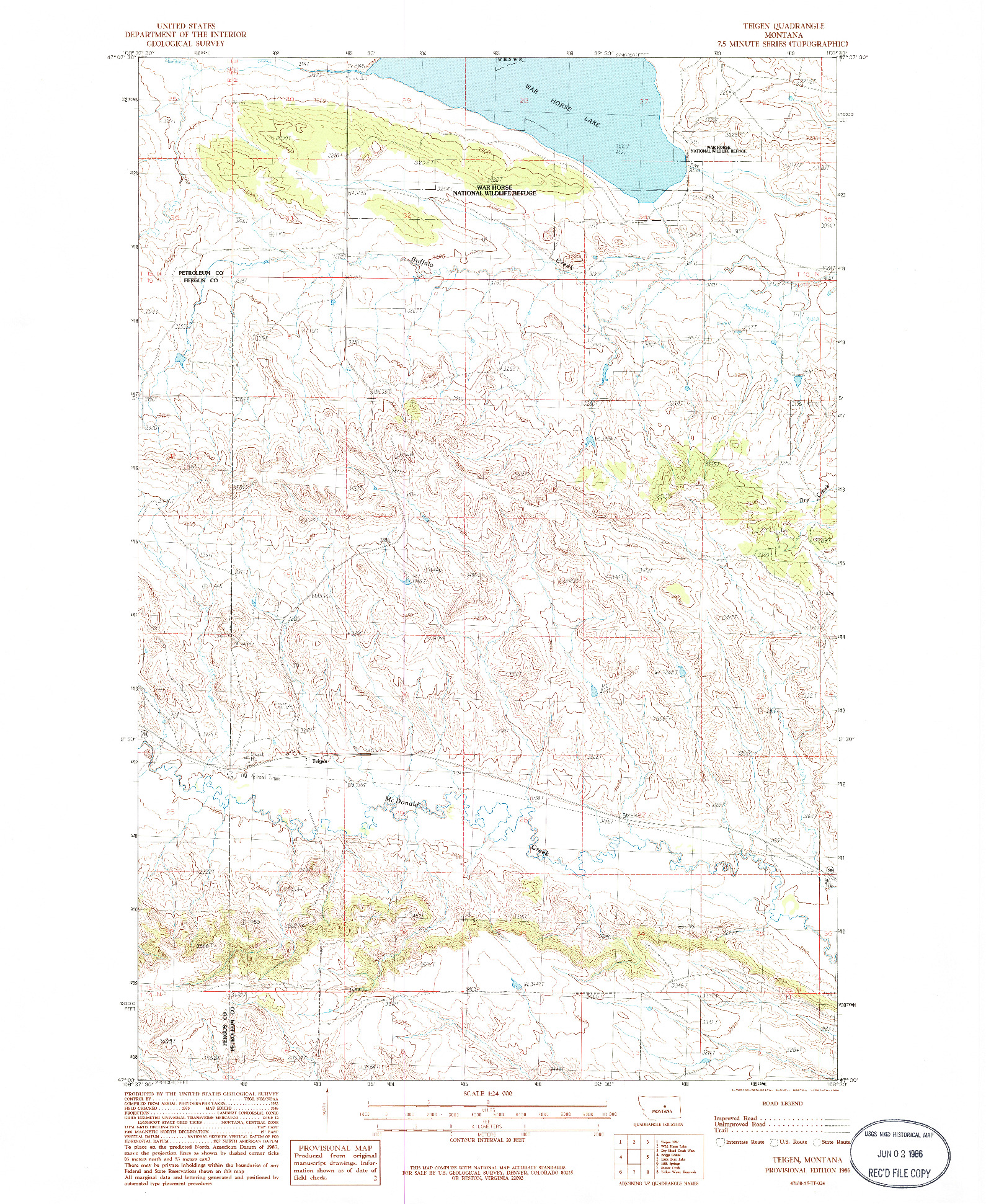 USGS 1:24000-SCALE QUADRANGLE FOR TEIGEN, MT 1986