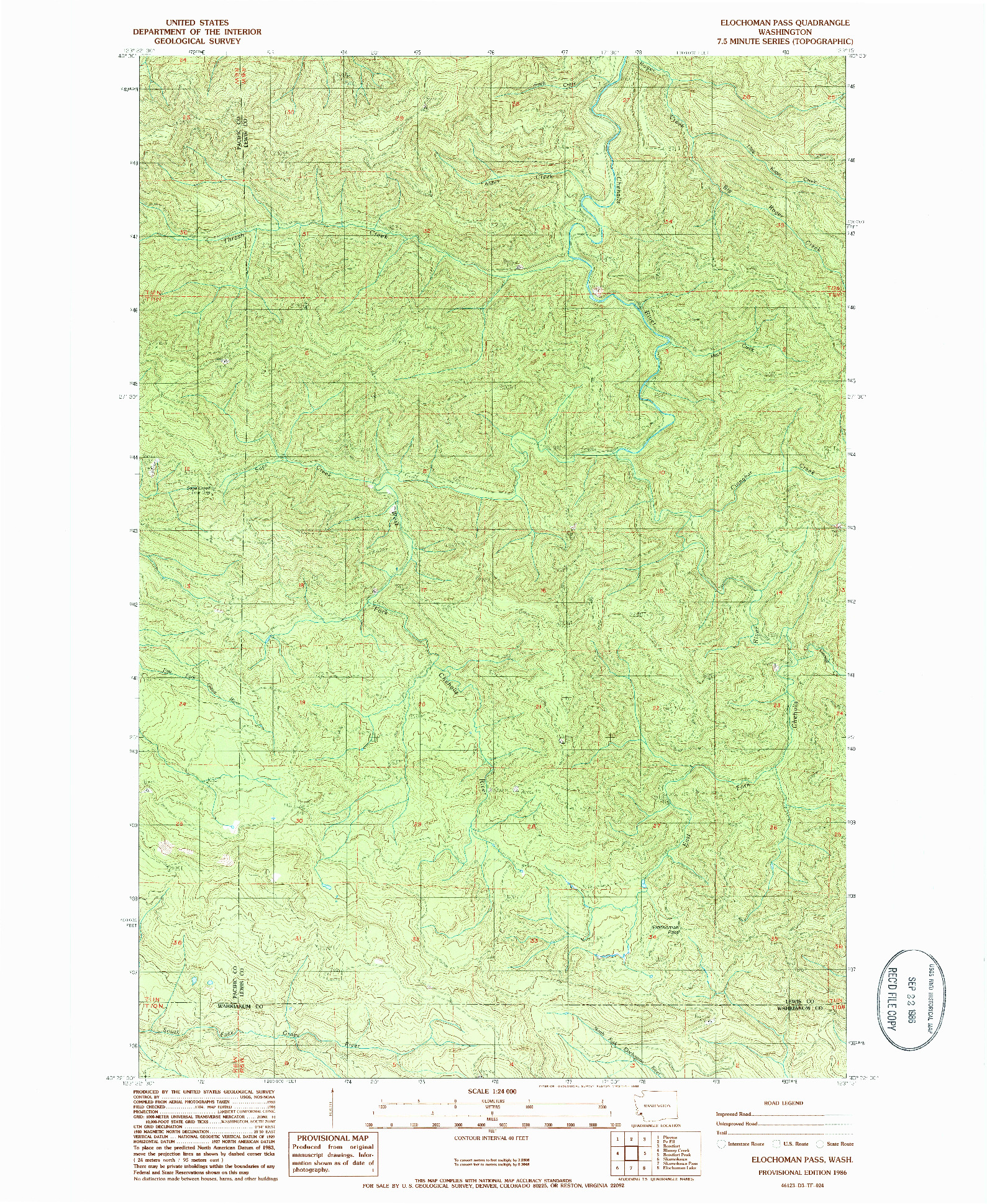USGS 1:24000-SCALE QUADRANGLE FOR ELOCHOMAN PASS, WA 1986