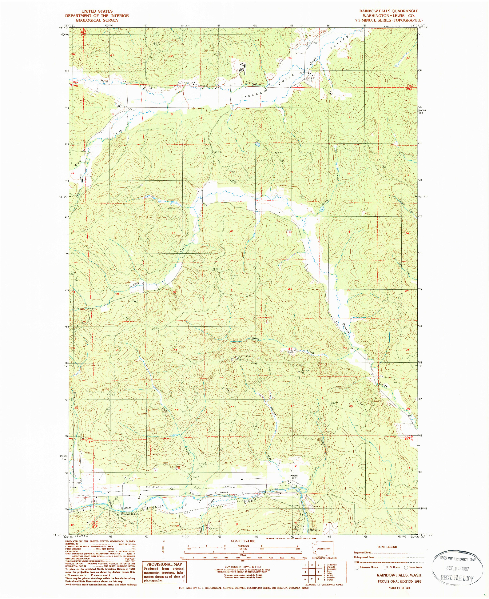 USGS 1:24000-SCALE QUADRANGLE FOR RAINBOW FALLS, WA 1986