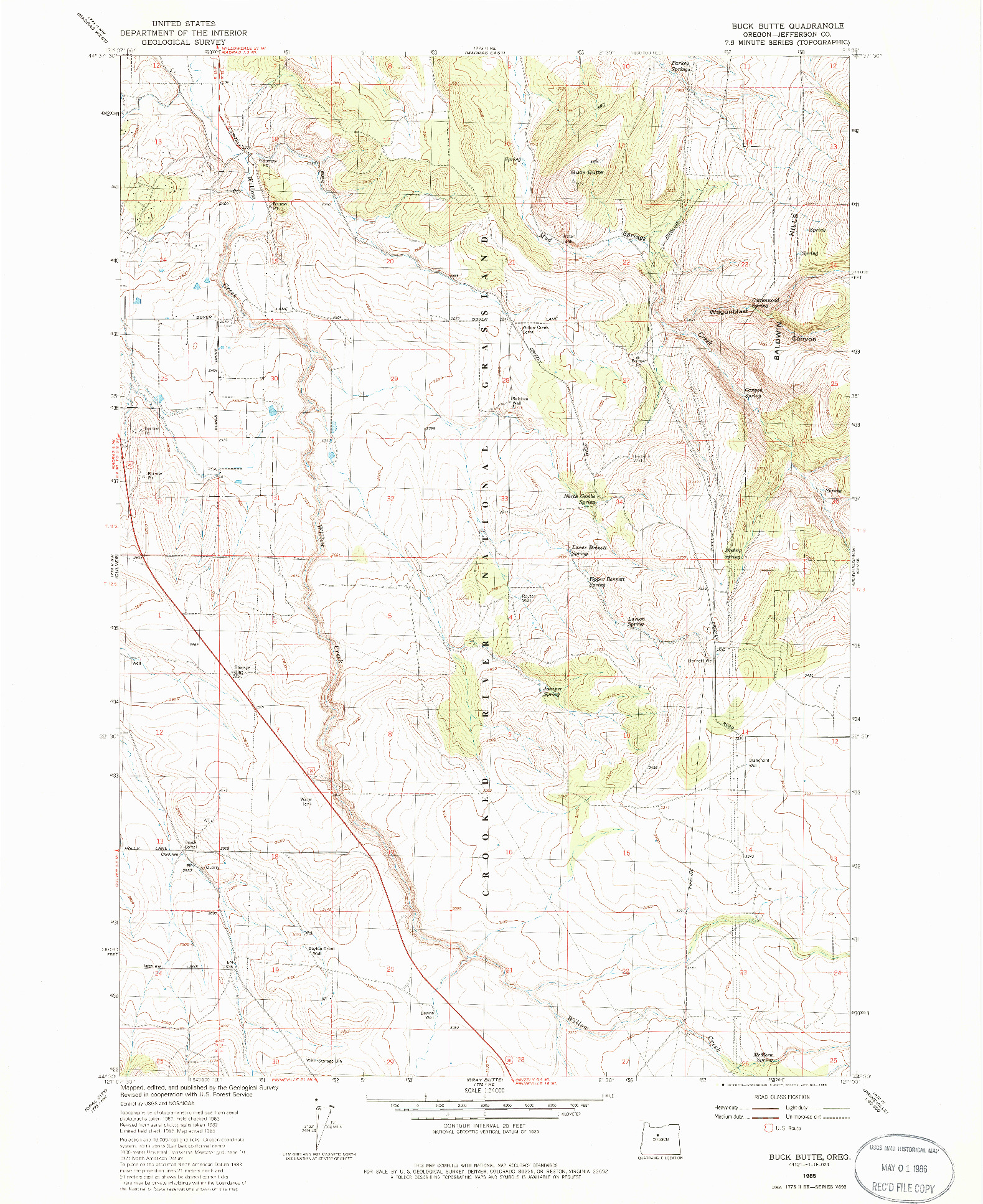 USGS 1:24000-SCALE QUADRANGLE FOR BUCK BUTTE, OR 1985