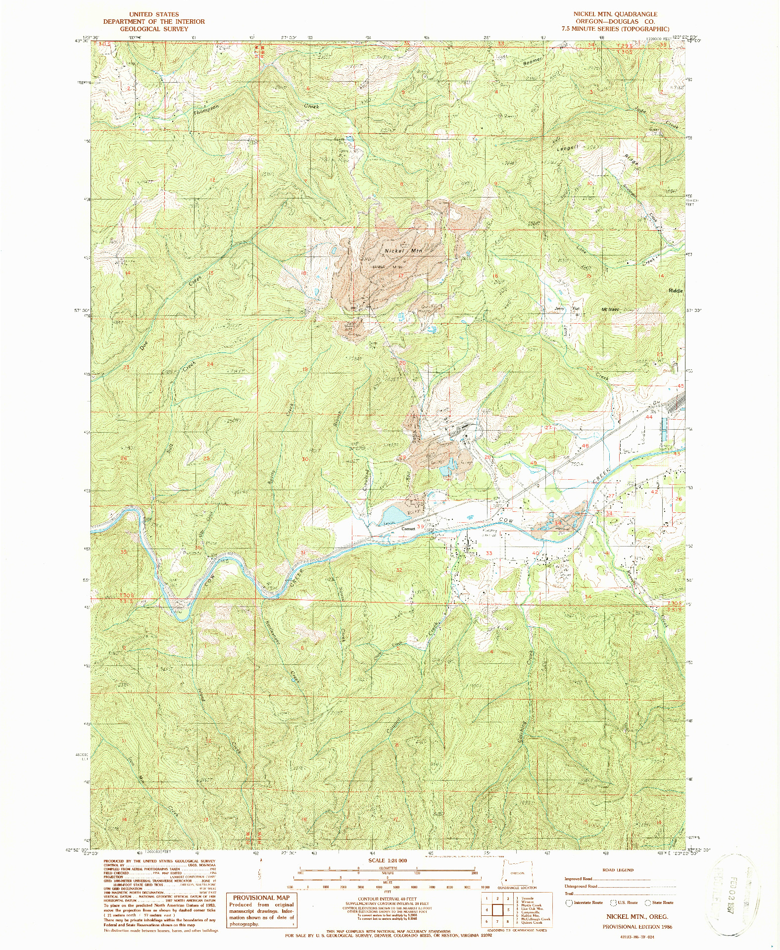 USGS 1:24000-SCALE QUADRANGLE FOR NICKEL MTN, OR 1986