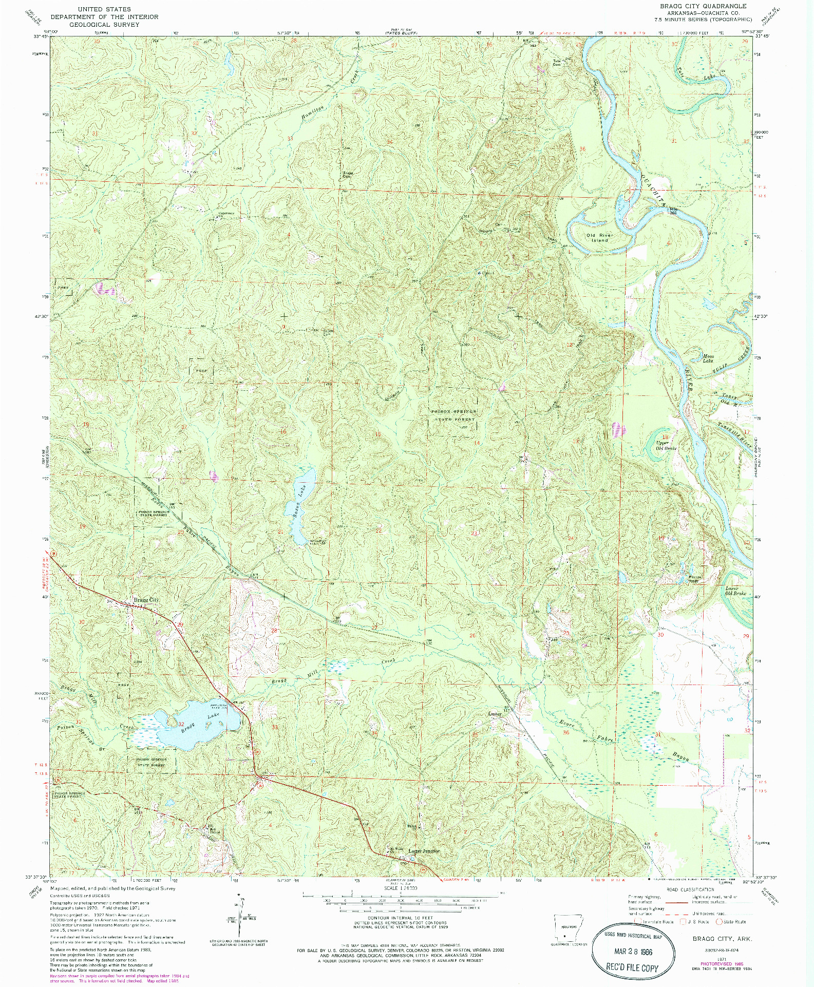 USGS 1:24000-SCALE QUADRANGLE FOR BRAGG CITY, AR 1971