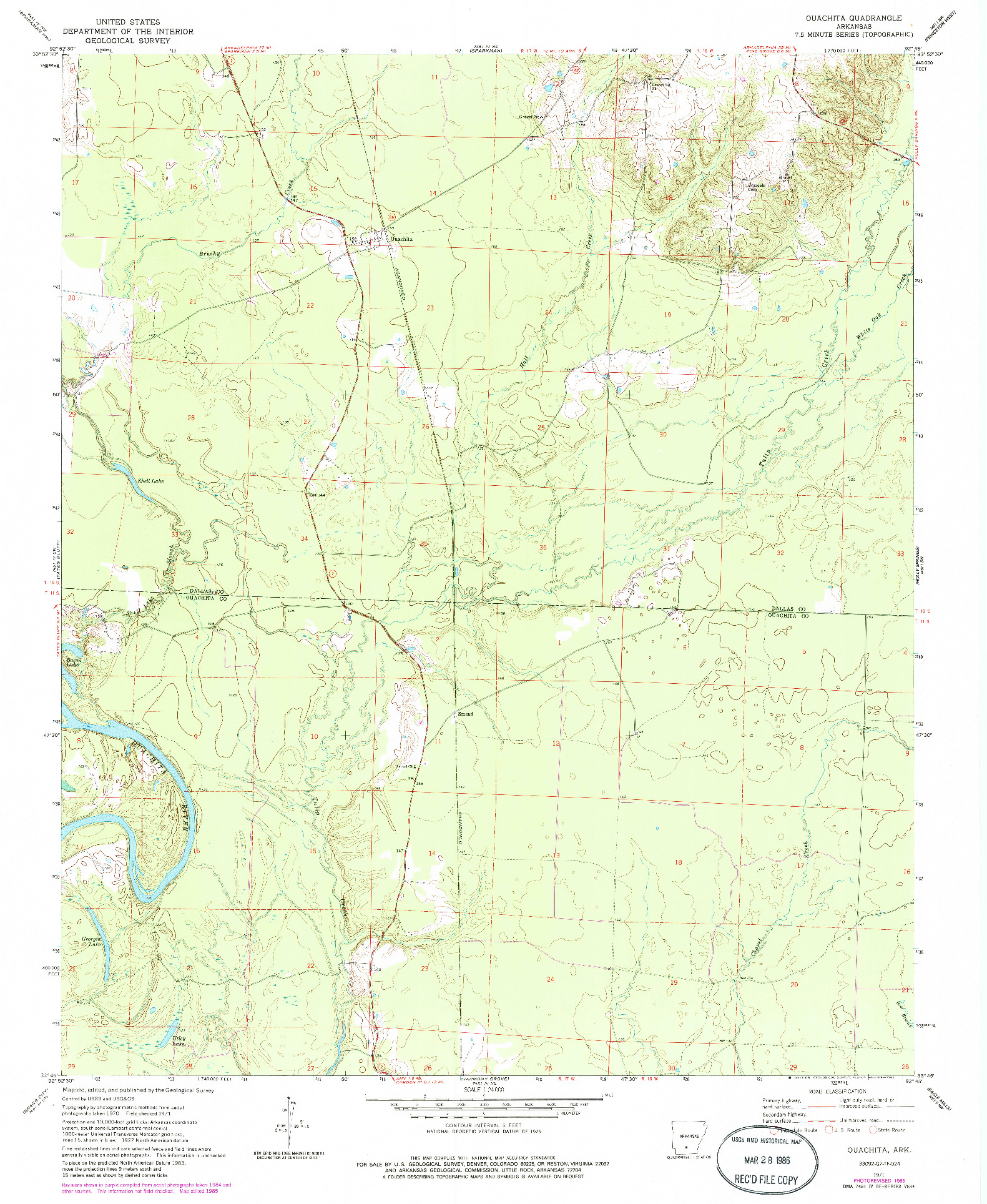 USGS 1:24000-SCALE QUADRANGLE FOR OUACHITA, AR 1971