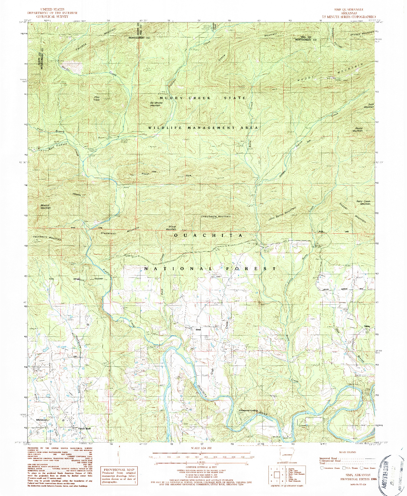 USGS 1:24000-SCALE QUADRANGLE FOR SIMS, AR 1986