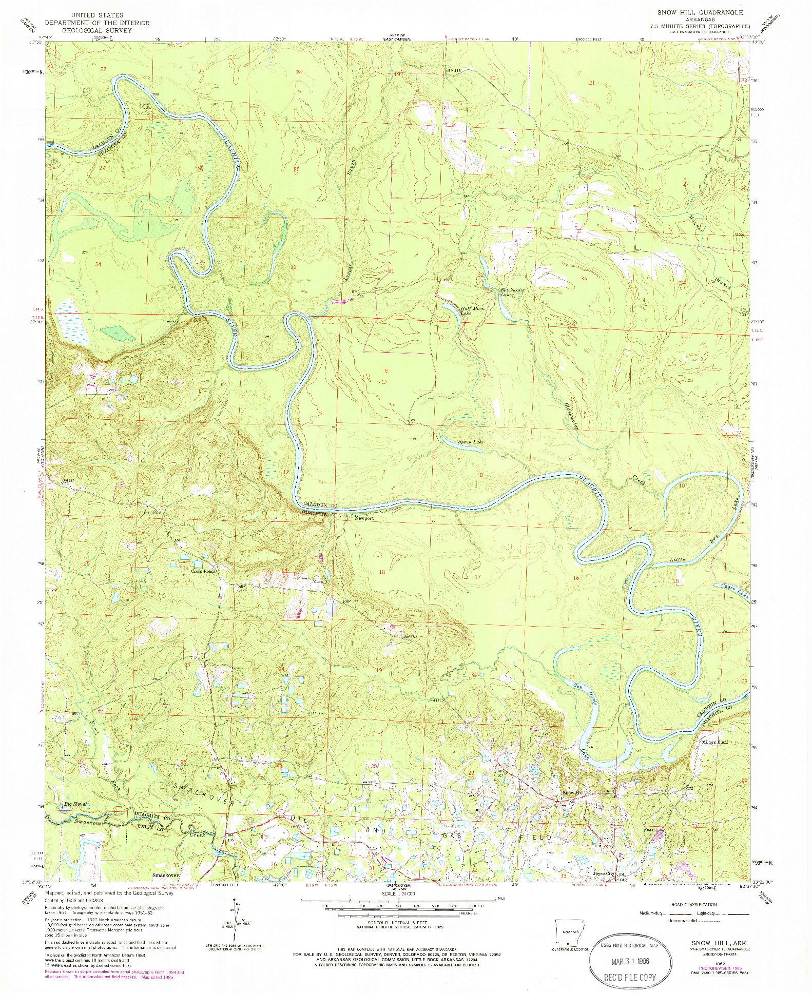 USGS 1:24000-SCALE QUADRANGLE FOR SNOW HILL, AR 1962