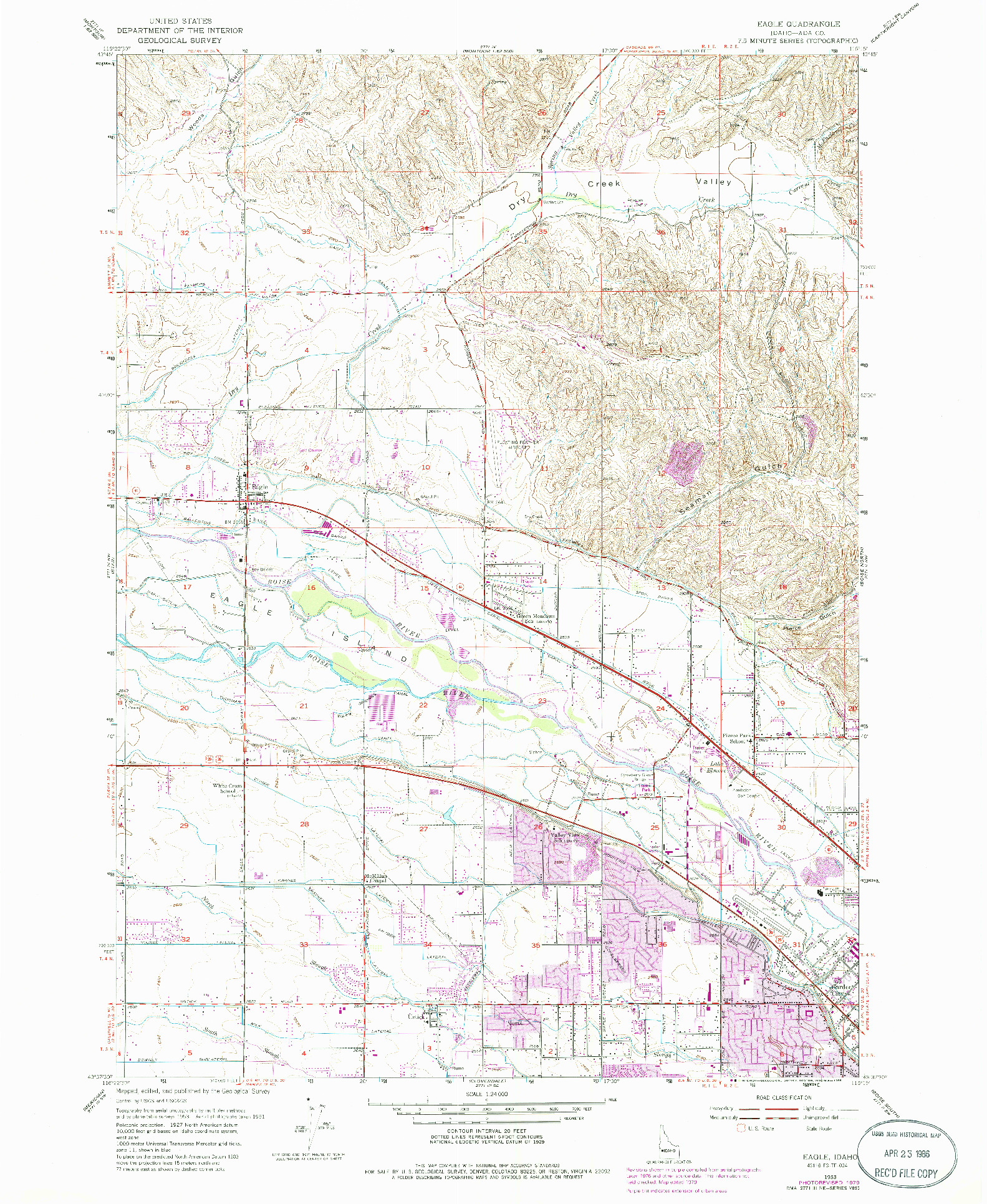 USGS 1:24000-SCALE QUADRANGLE FOR EAGLE, ID 1953