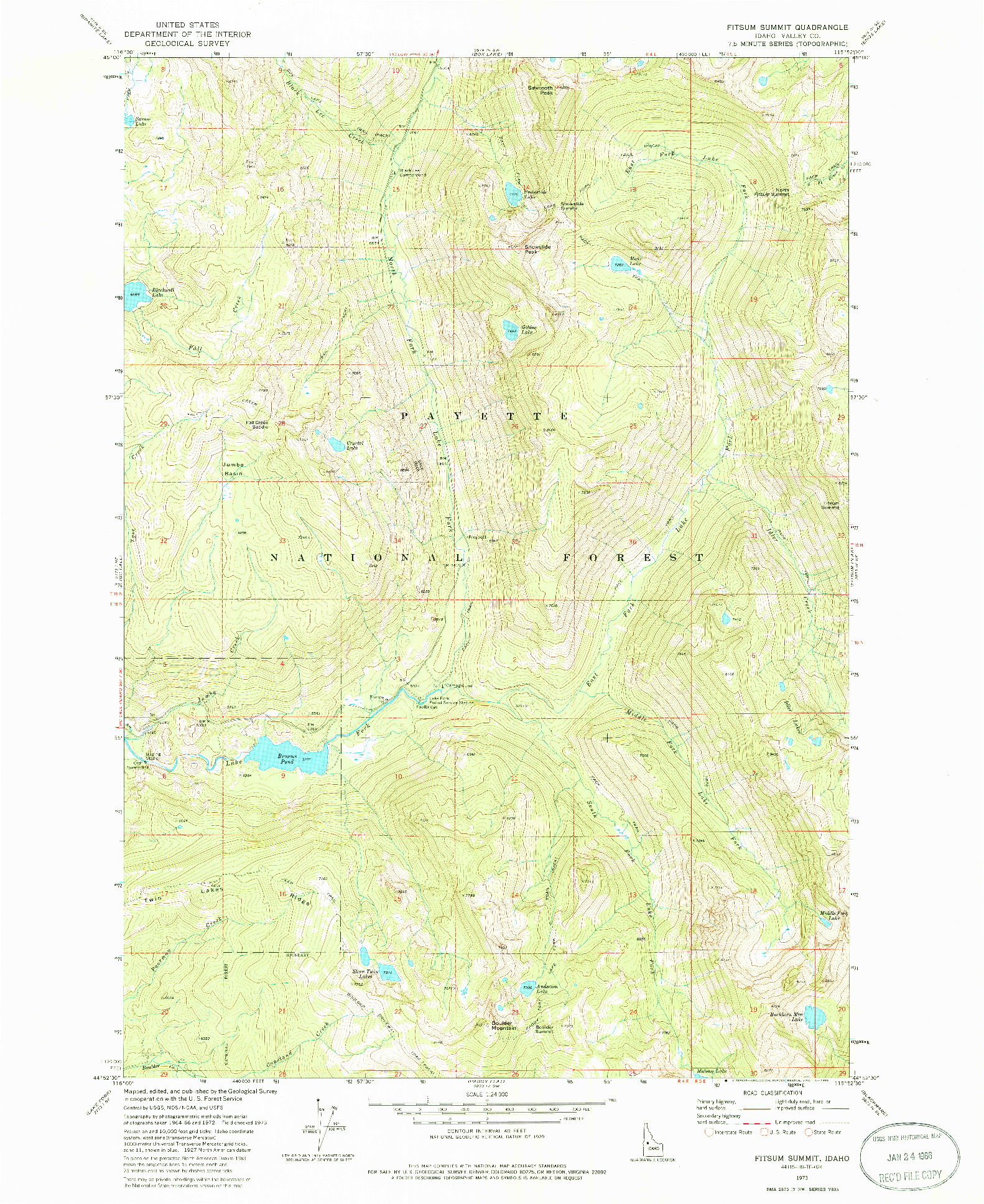 USGS 1:24000-SCALE QUADRANGLE FOR FITSUM SUMMIT, ID 1973