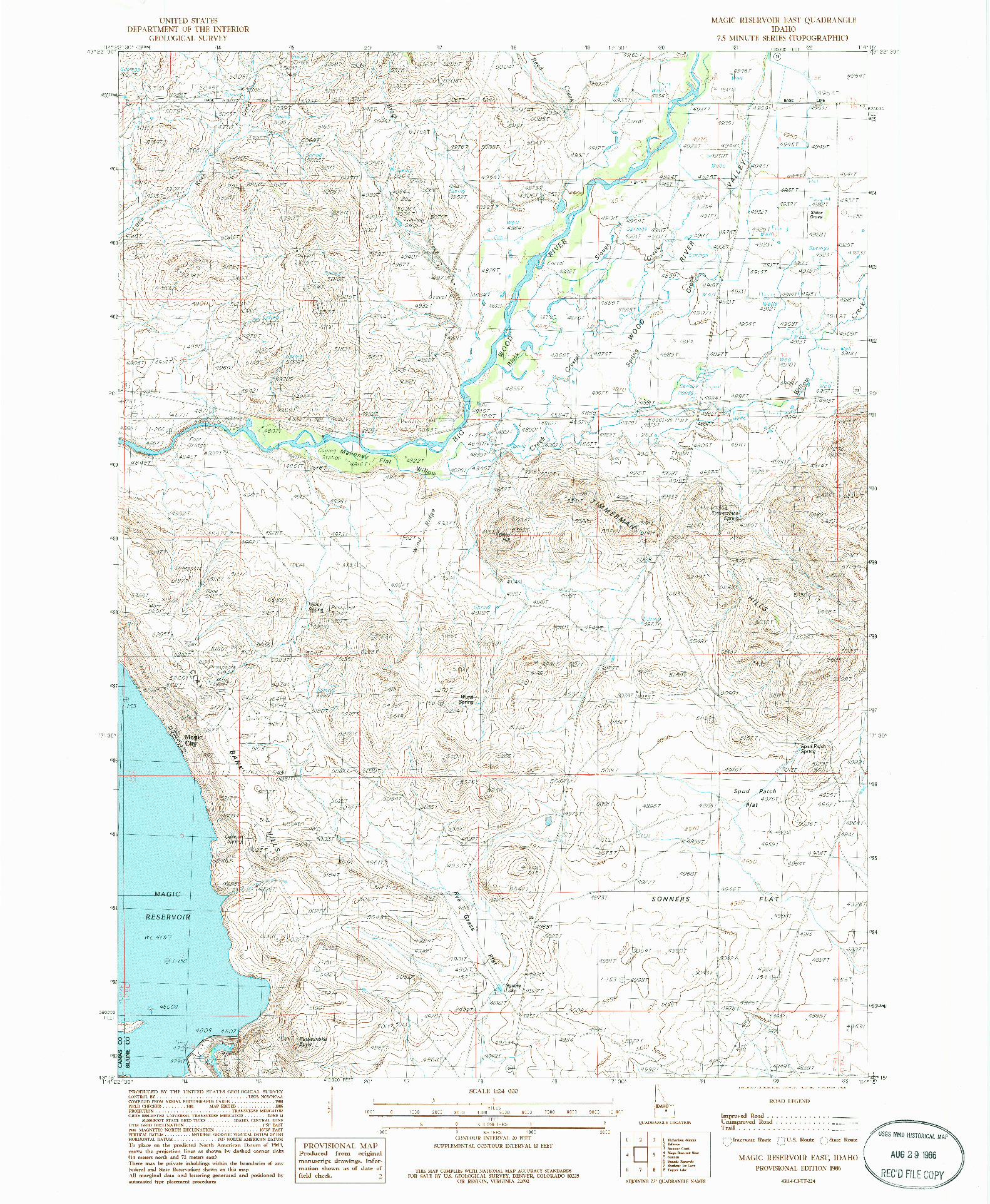 USGS 1:24000-SCALE QUADRANGLE FOR MAGIC RESERVOIR EAST, ID 1986