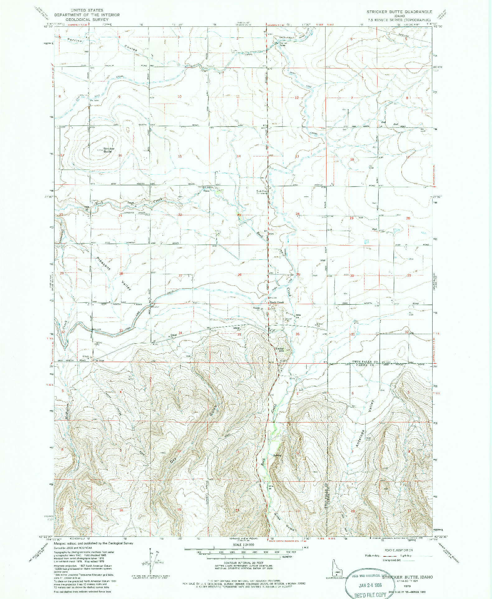 USGS 1:24000-SCALE QUADRANGLE FOR STRICKER BUTTE, ID 1979