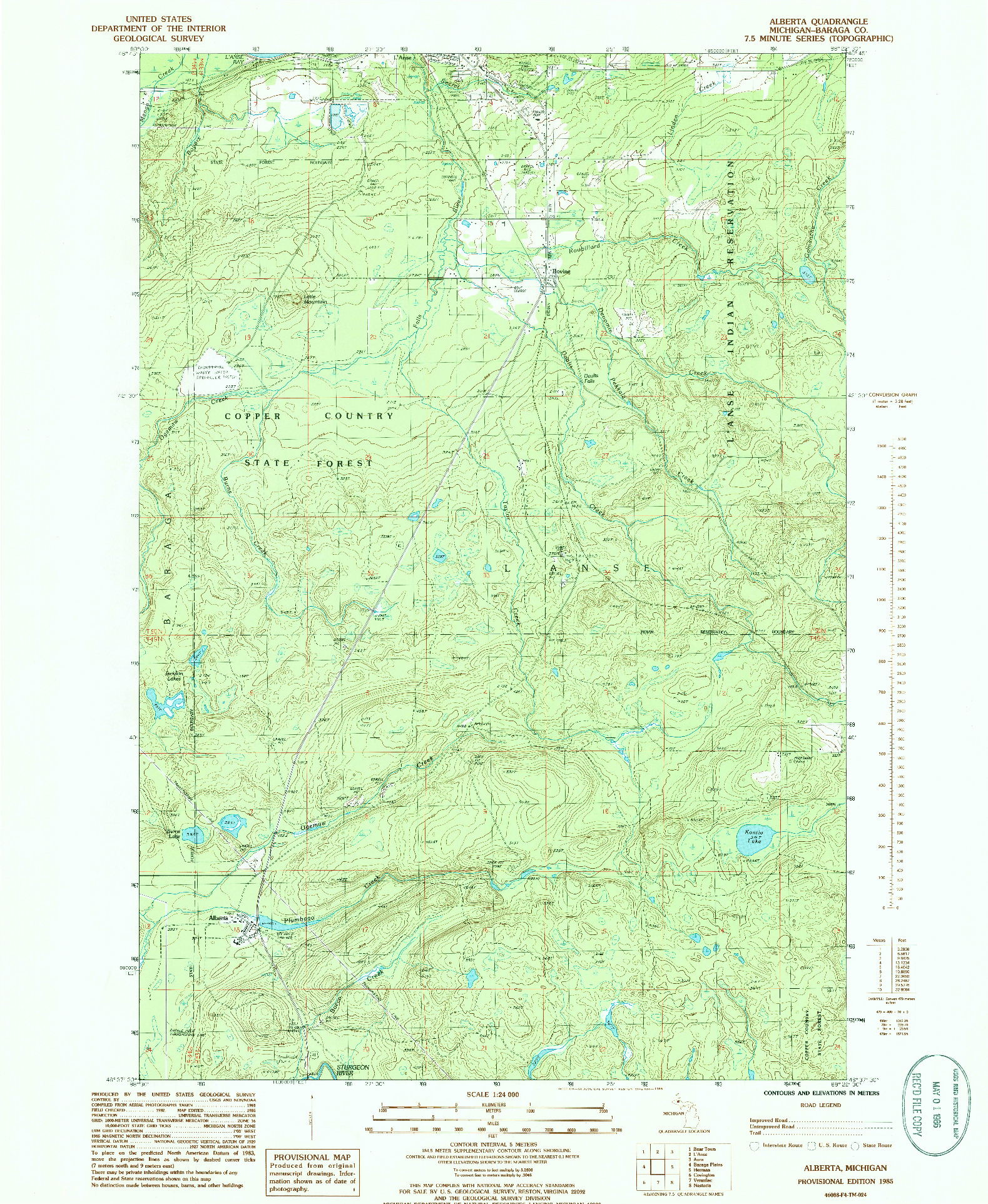 USGS 1:24000-SCALE QUADRANGLE FOR ALBERTA, MI 1985