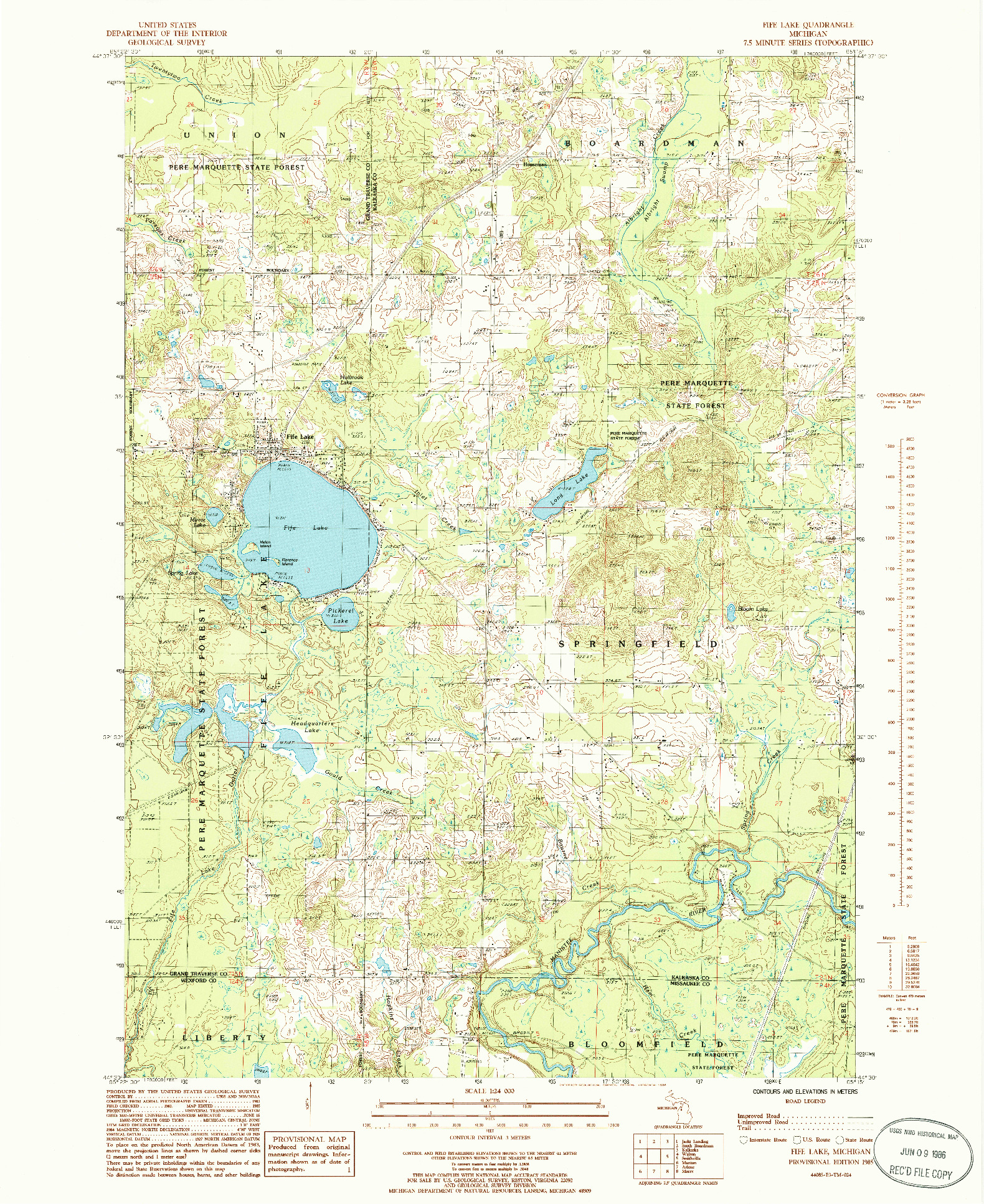 USGS 1:24000-SCALE QUADRANGLE FOR FIFE LAKE, MI 1985