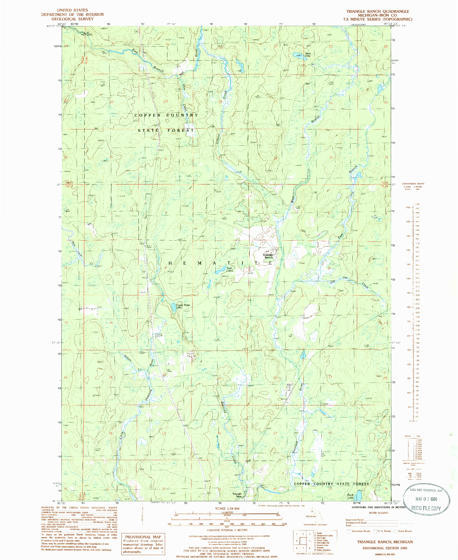 USGS 1:24000-SCALE QUADRANGLE FOR TRIANGLE RANCH, MI 1985