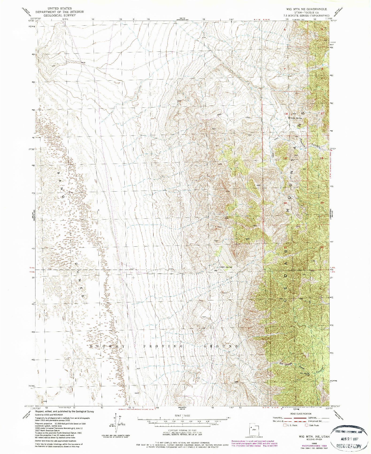 USGS 1:24000-SCALE QUADRANGLE FOR WIG MTN NE, UT 1955