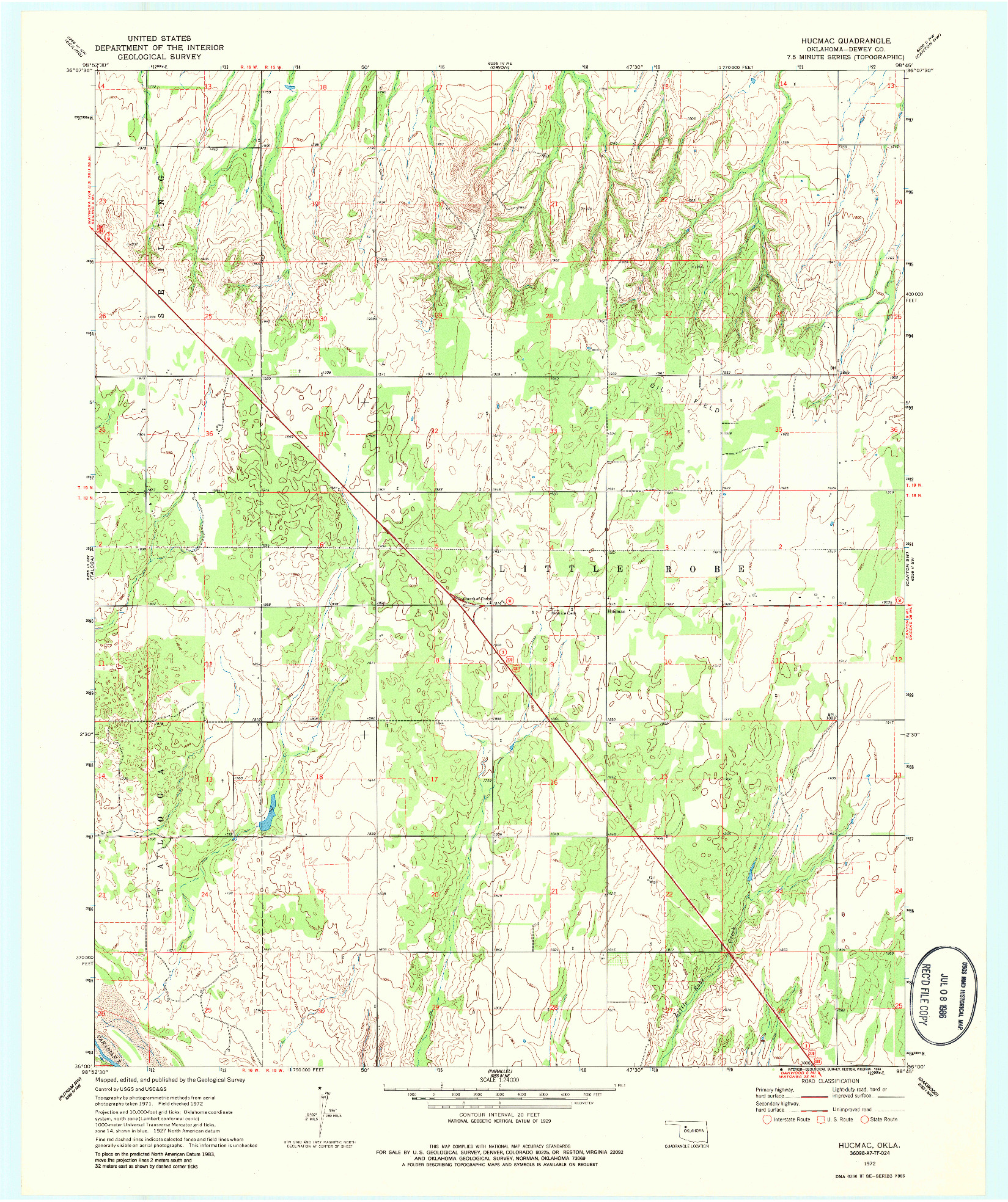 USGS 1:24000-SCALE QUADRANGLE FOR HUCMAC, OK 1972