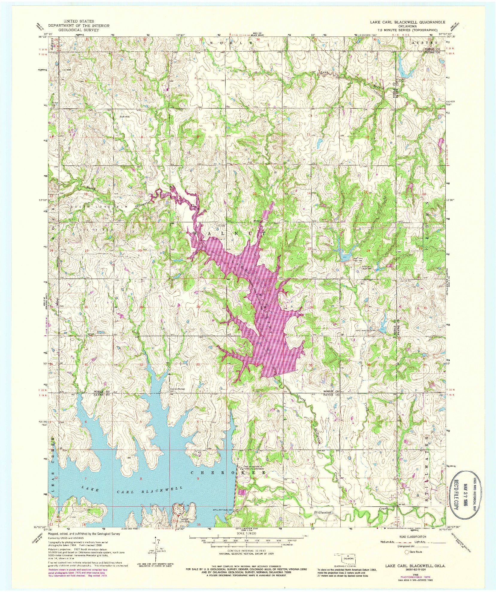 USGS 1:24000-SCALE QUADRANGLE FOR LAKE CARL BLACKWELL, OK 1966