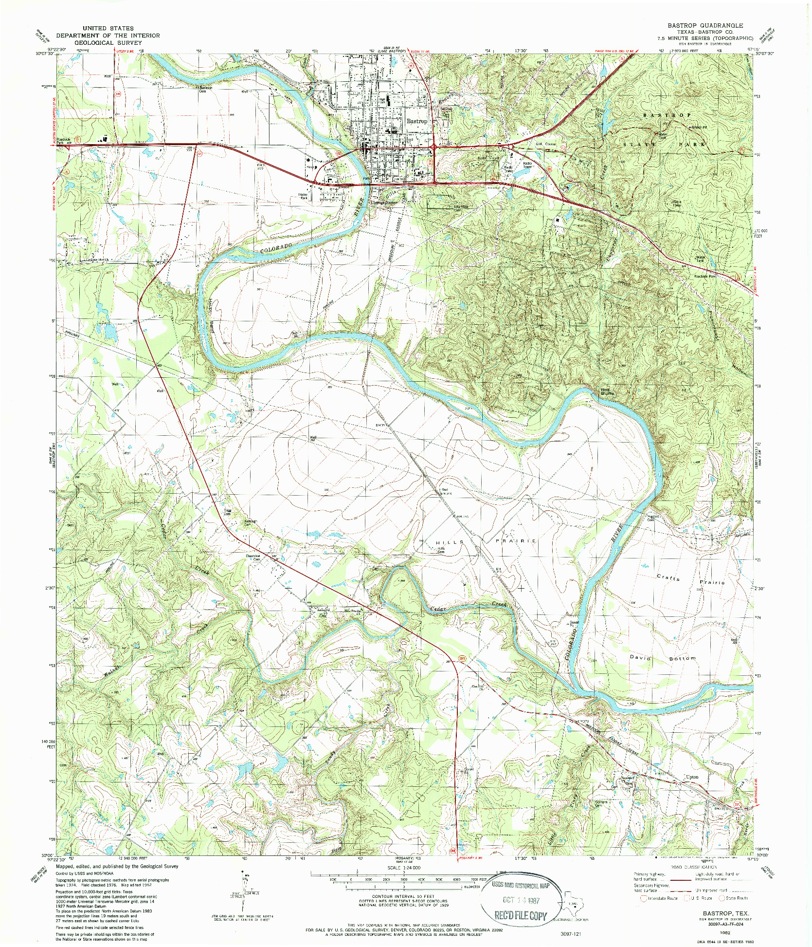 USGS 1:24000-SCALE QUADRANGLE FOR BASTROP, TX 1982