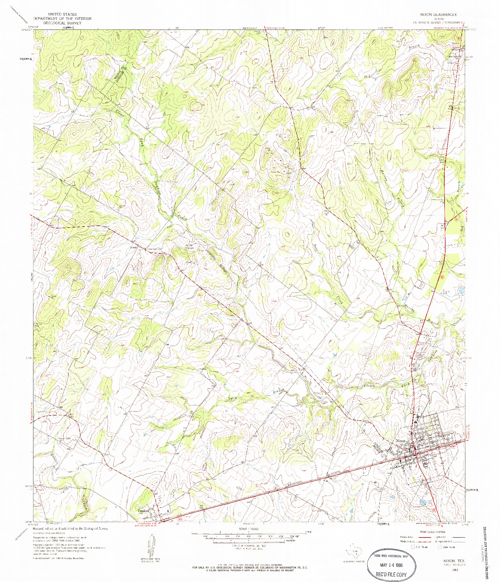 USGS 1:24000-SCALE QUADRANGLE FOR NIXON, TX 1961