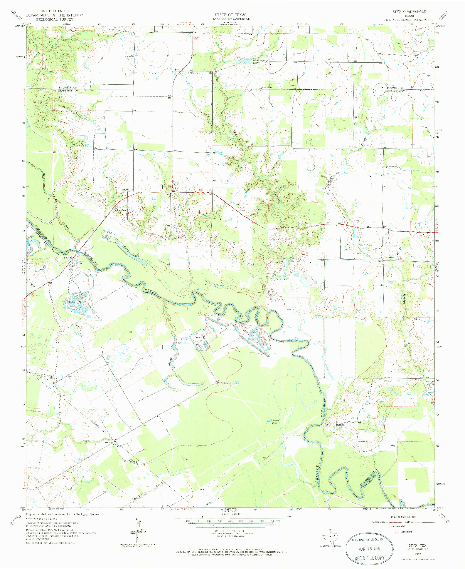 USGS 1:24000-SCALE QUADRANGLE FOR STYX, TX 1962