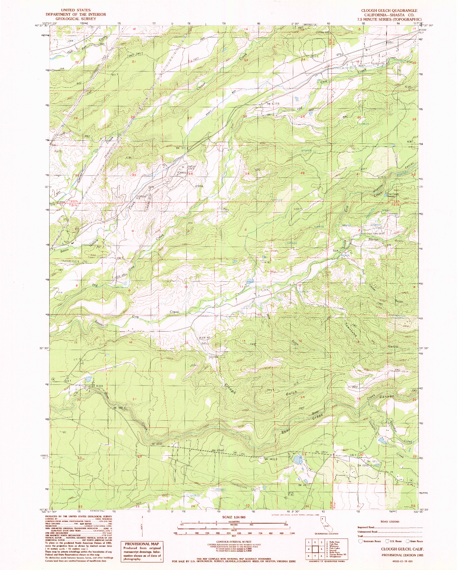 USGS 1:24000-SCALE QUADRANGLE FOR CLOUGH GULCH, CA 1985