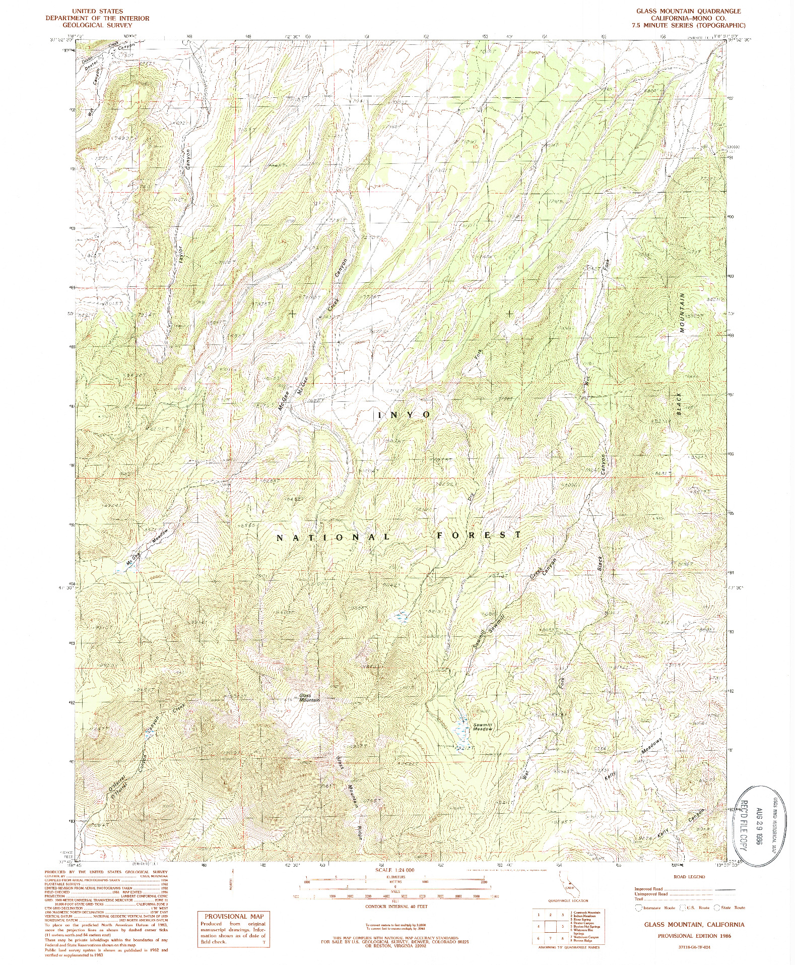 USGS 1:24000-SCALE QUADRANGLE FOR GLASS MOUNTAIN, CA 1986