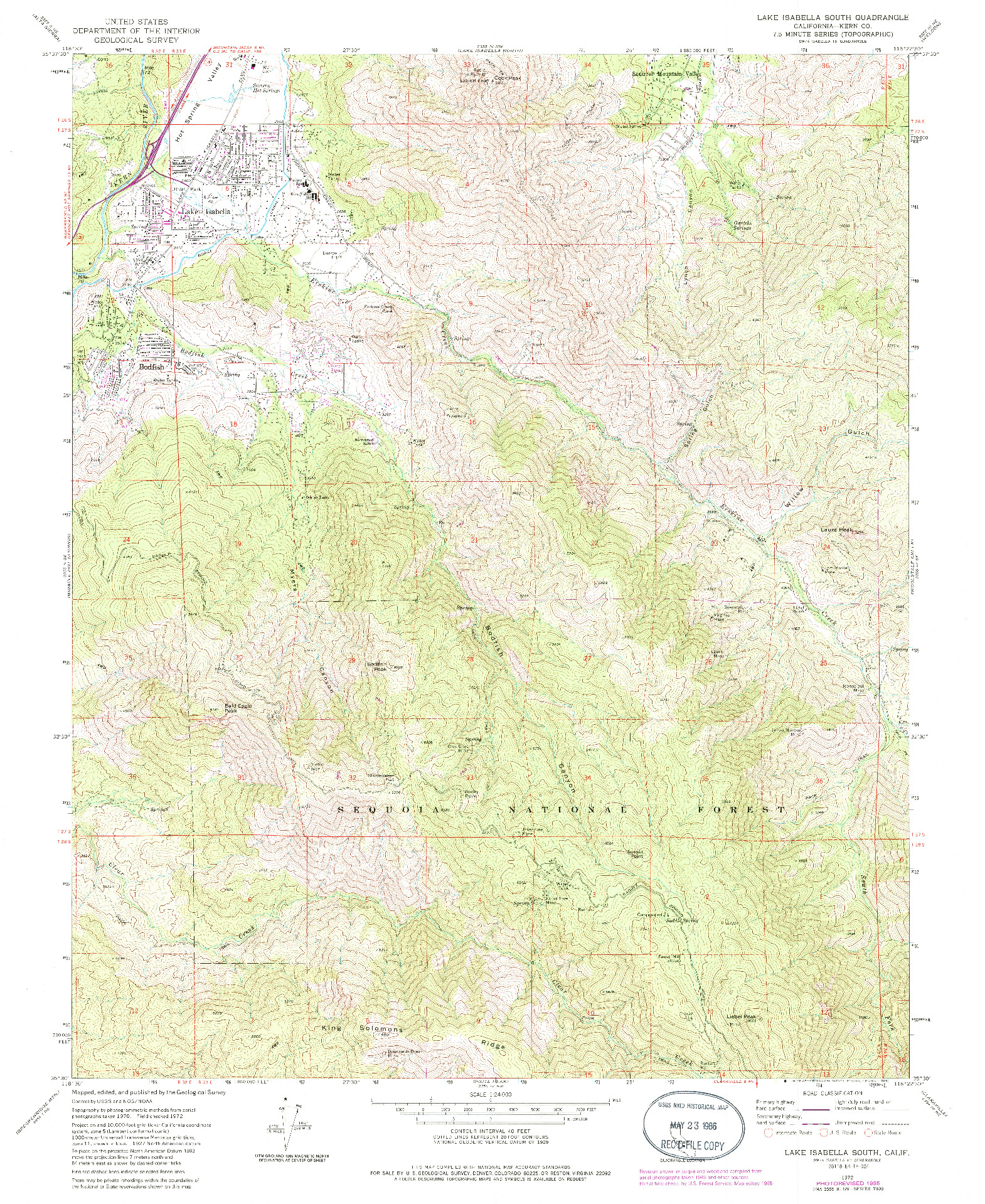 USGS 1:24000-SCALE QUADRANGLE FOR LAKE ISABELLA SOUTH, CA 1972