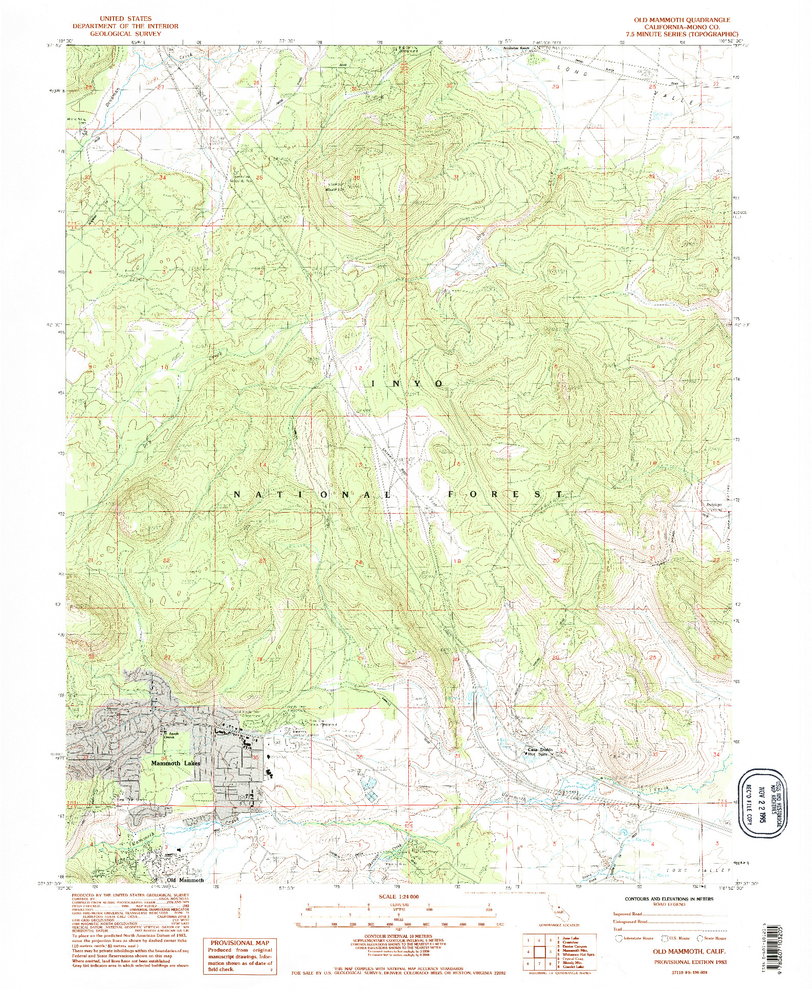 USGS 1:24000-SCALE QUADRANGLE FOR OLD MAMMOTH, CA 1983