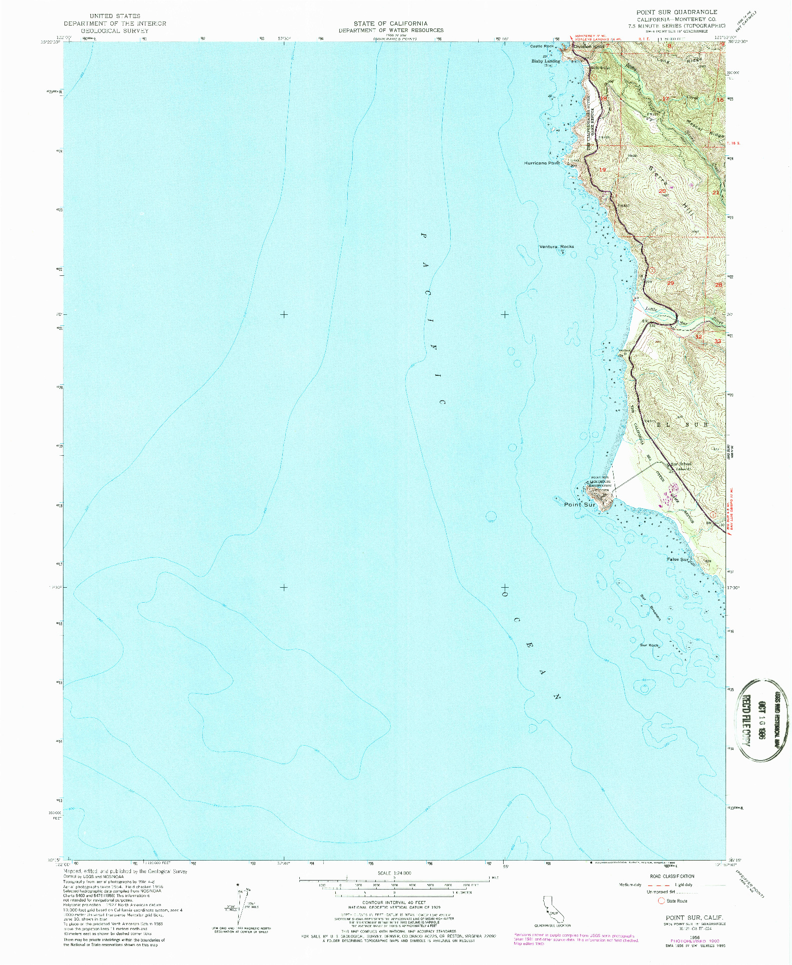 USGS 1:24000-SCALE QUADRANGLE FOR POINT SUR, CA 1956