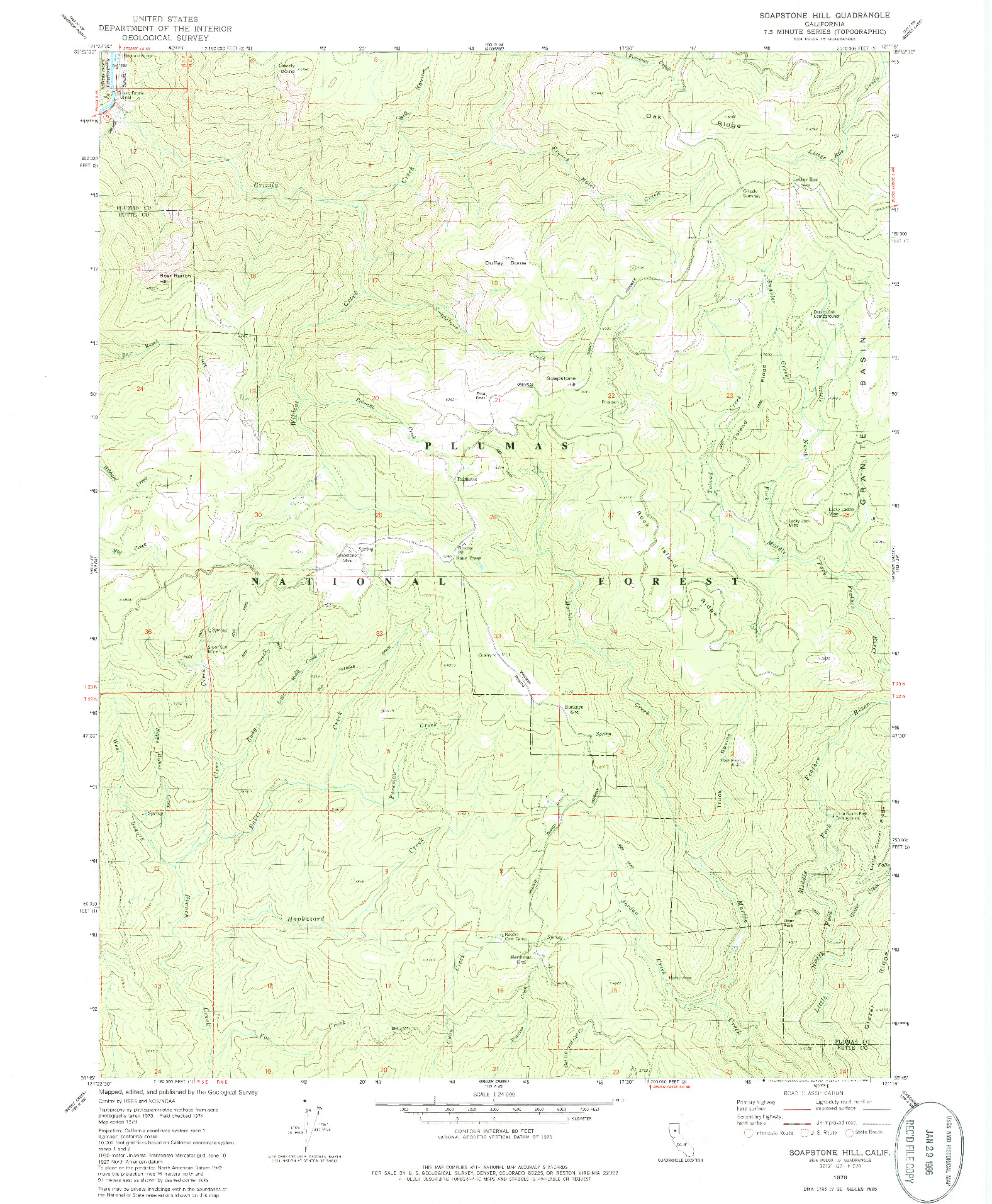 USGS 1:24000-SCALE QUADRANGLE FOR SOAPSTONE HILL, CA 1979