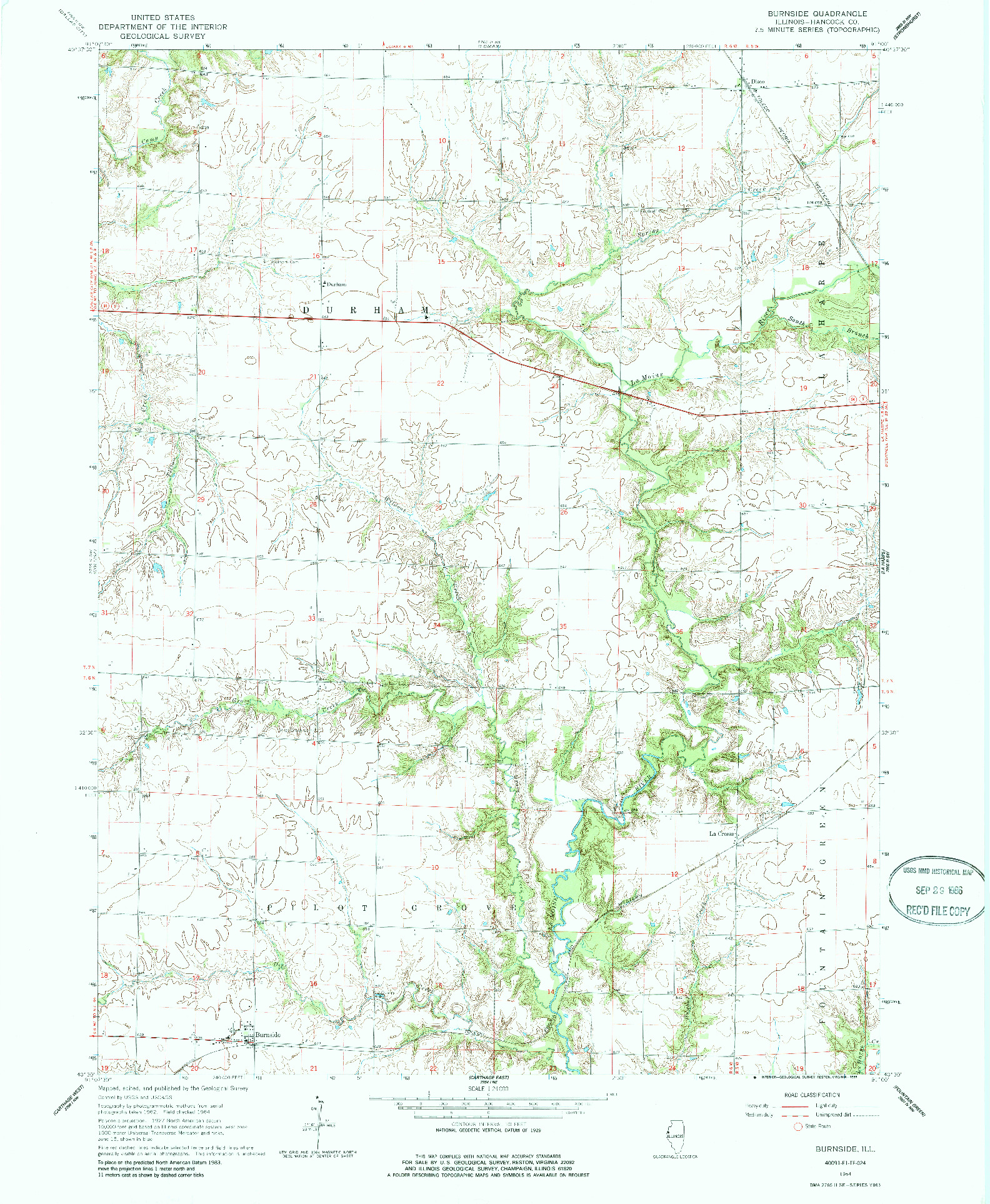 USGS 1:24000-SCALE QUADRANGLE FOR BURNSIDE, IL 1964