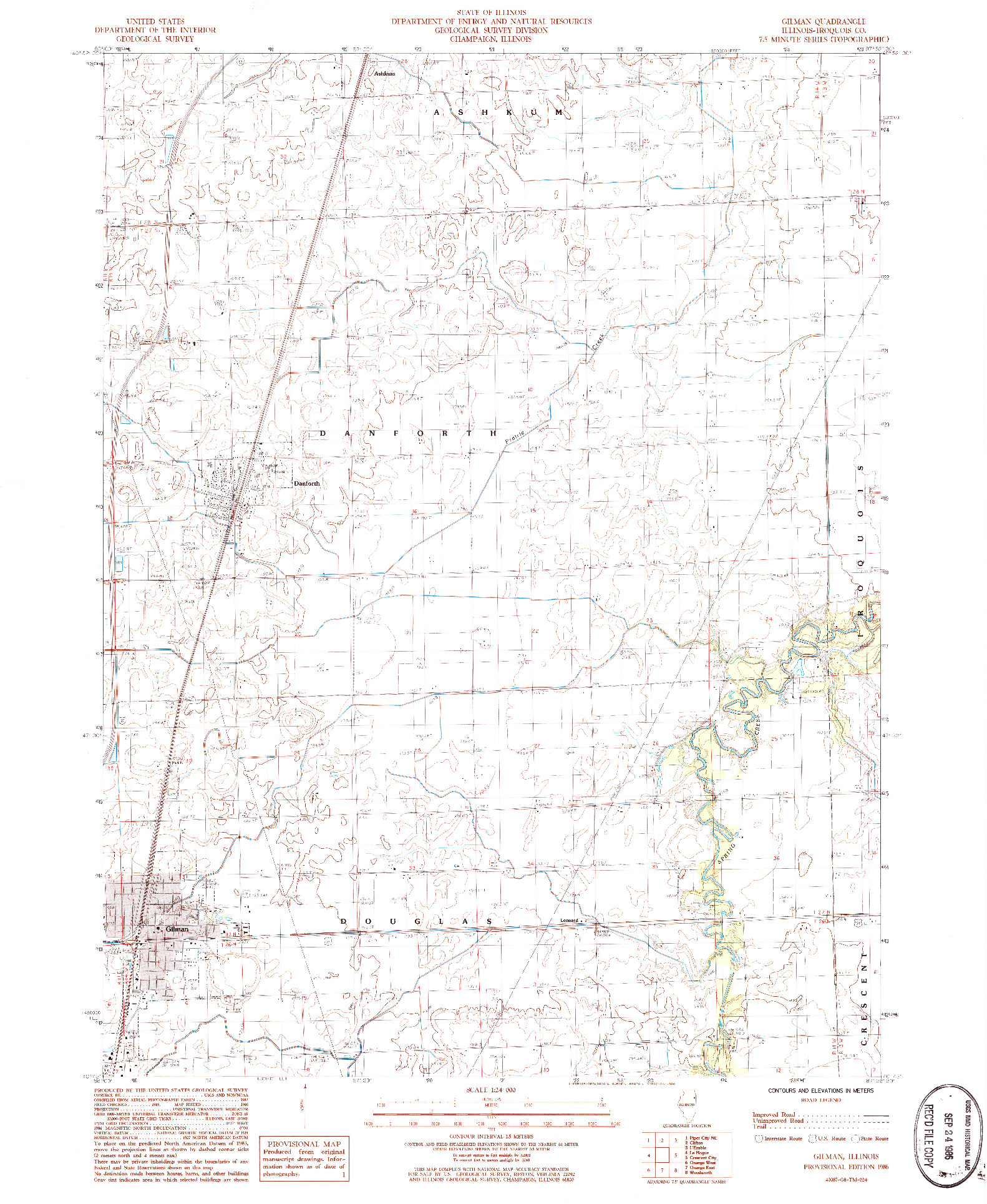 USGS 1:24000-SCALE QUADRANGLE FOR GILMAN, IL 1986
