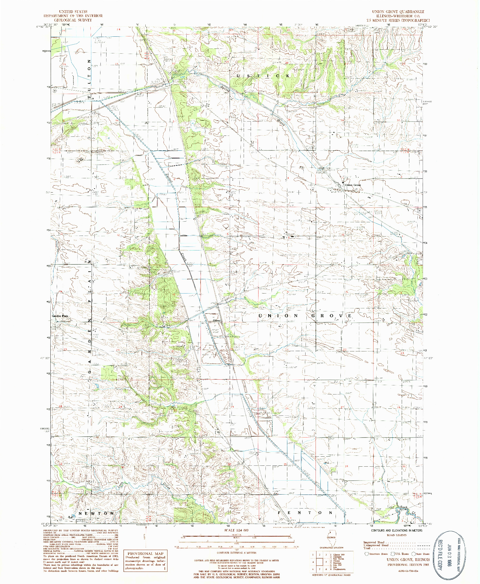USGS 1:24000-SCALE QUADRANGLE FOR UNION GROVE, IL 1985