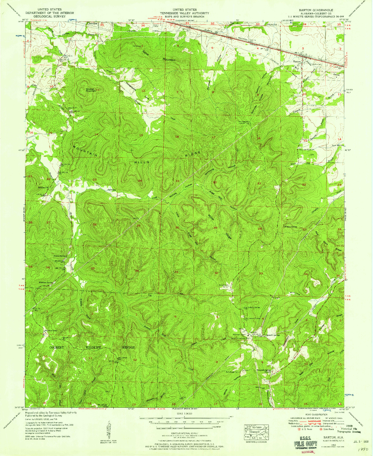 USGS 1:24000-SCALE QUADRANGLE FOR BARTON, AL 1953