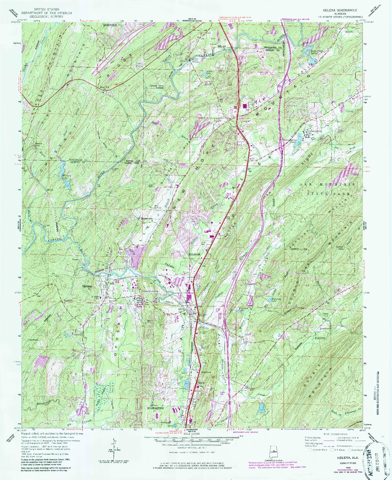 USGS 1:24000-SCALE QUADRANGLE FOR HELENA, AL 1959