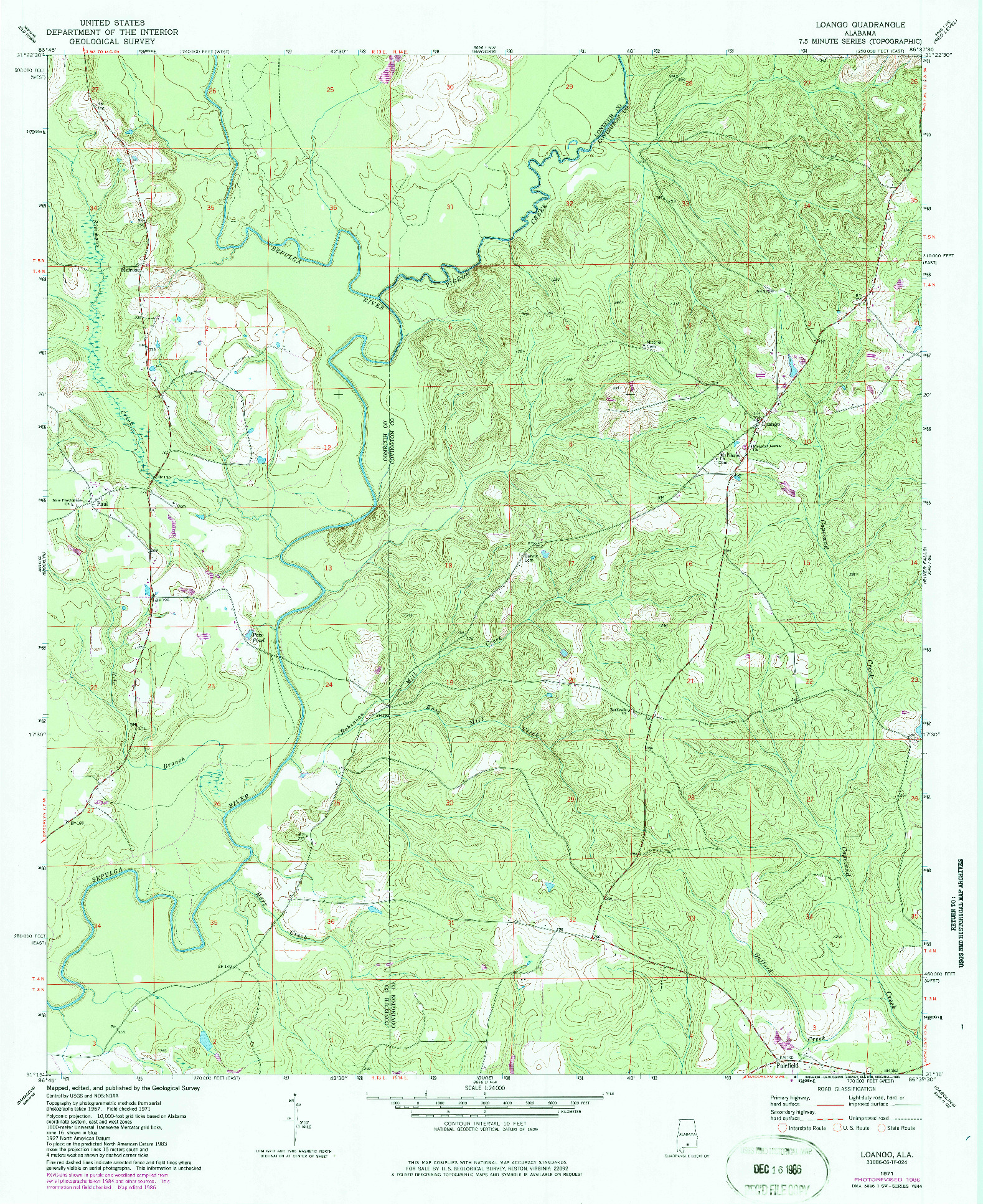 USGS 1:24000-SCALE QUADRANGLE FOR LOANGO, AL 1971