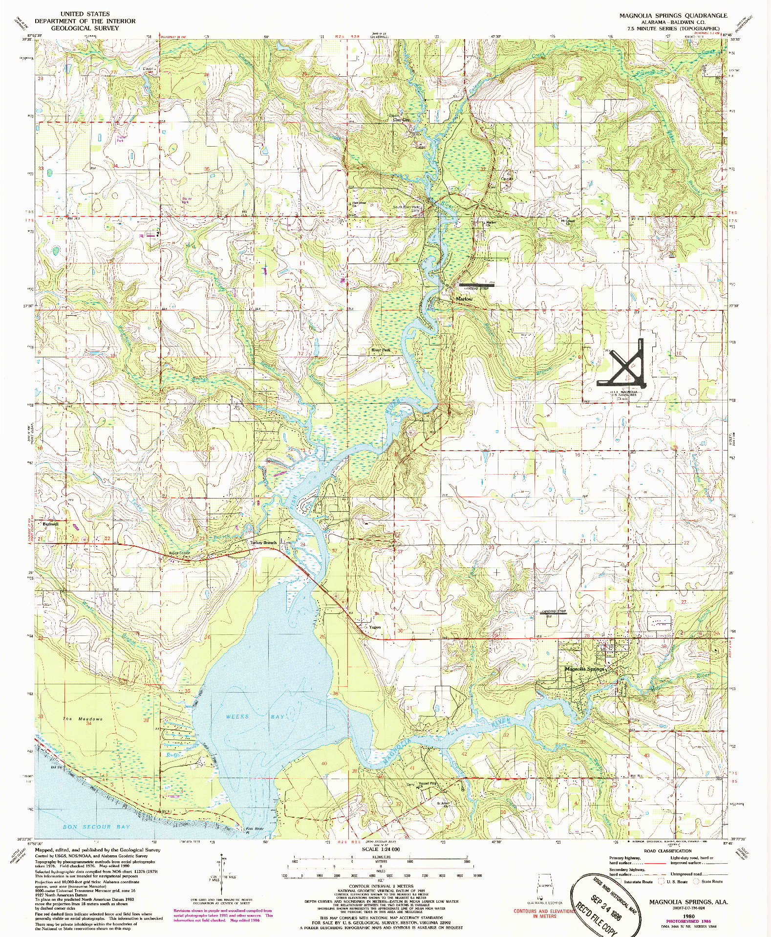 USGS 1:24000-SCALE QUADRANGLE FOR MAGNOLIA SPRINGS, AL 1980