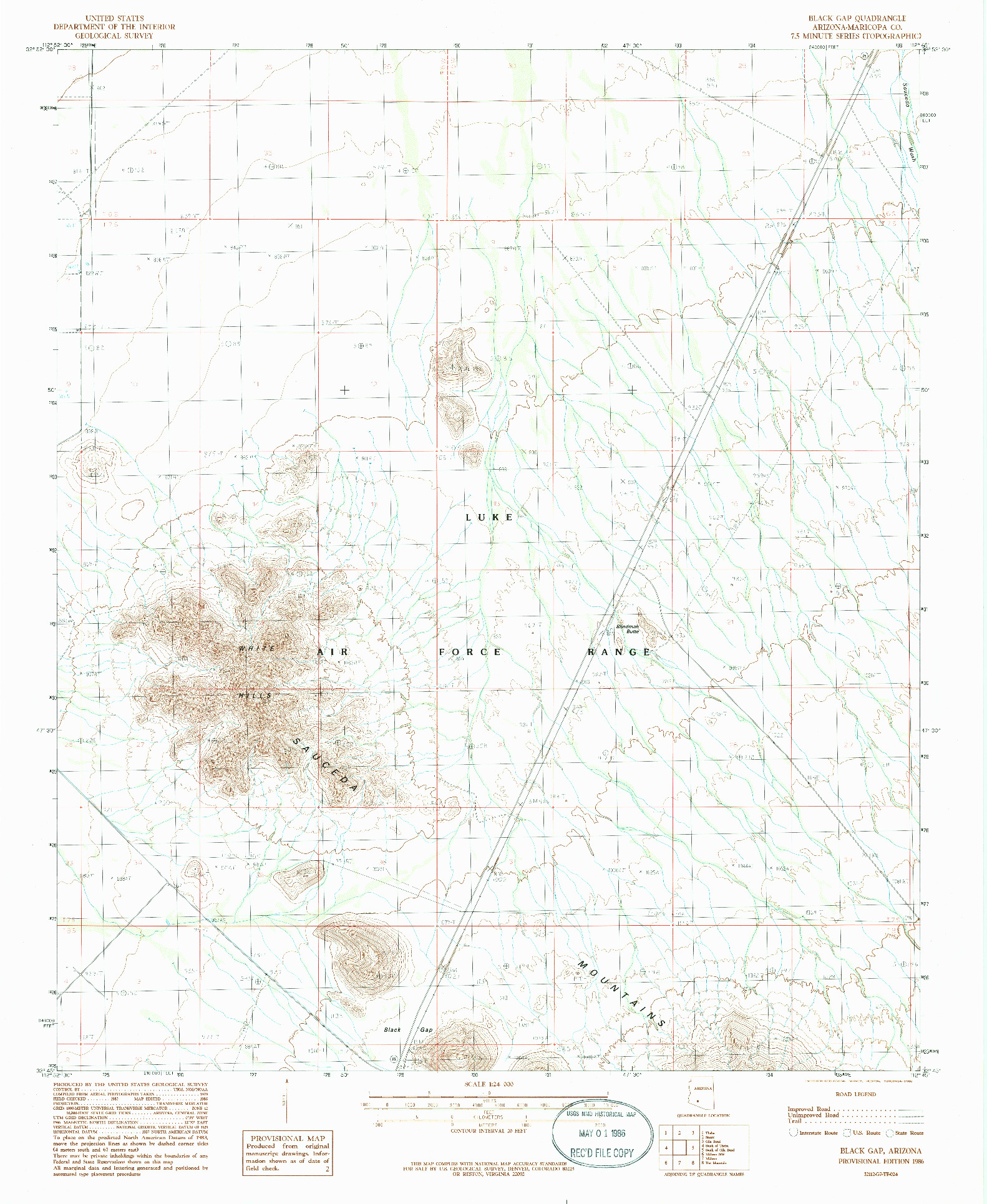 USGS 1:24000-SCALE QUADRANGLE FOR BLACK GAP, AZ 1986