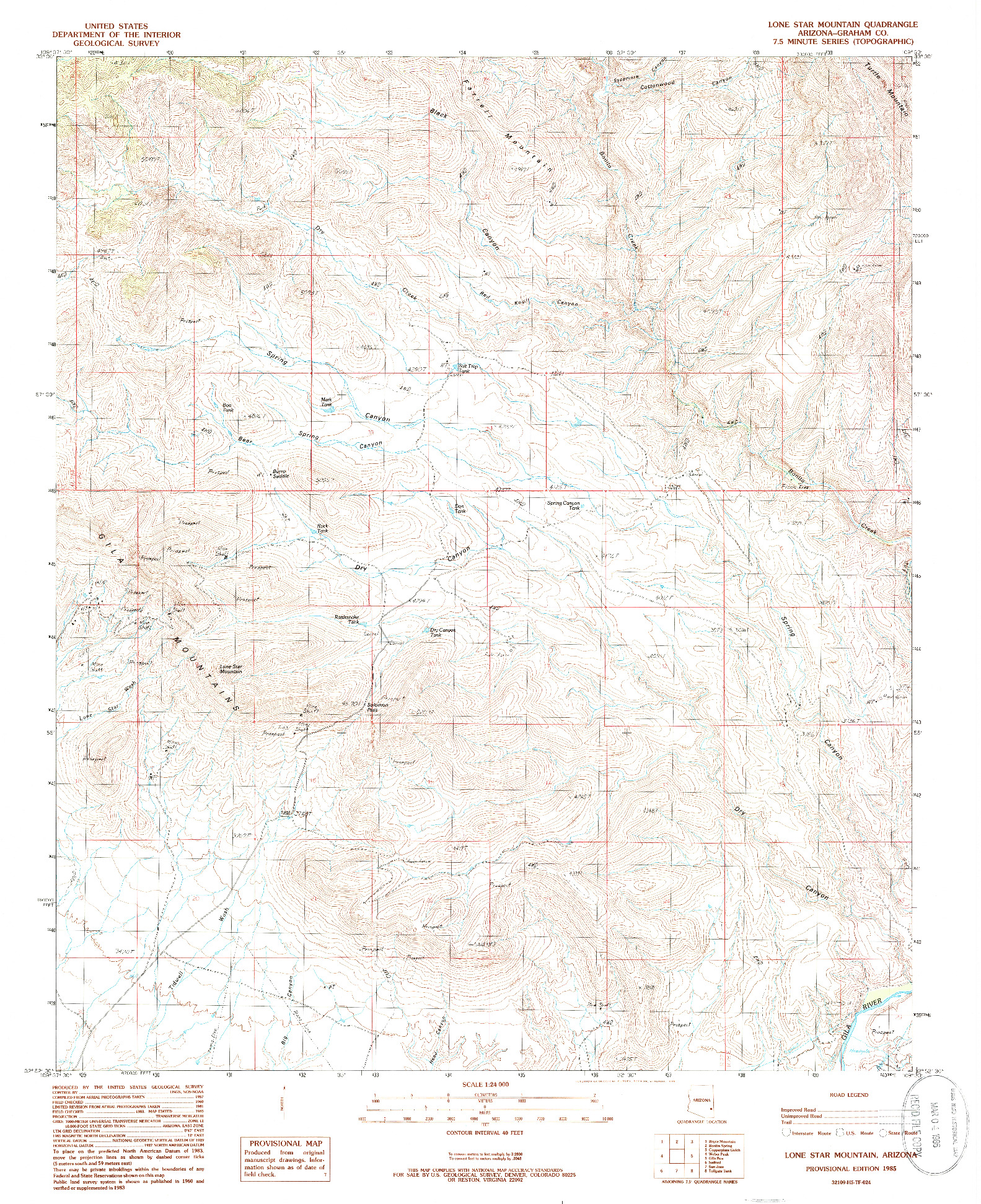 USGS 1:24000-SCALE QUADRANGLE FOR LONE STAR MOUNTAIN, AZ 1985