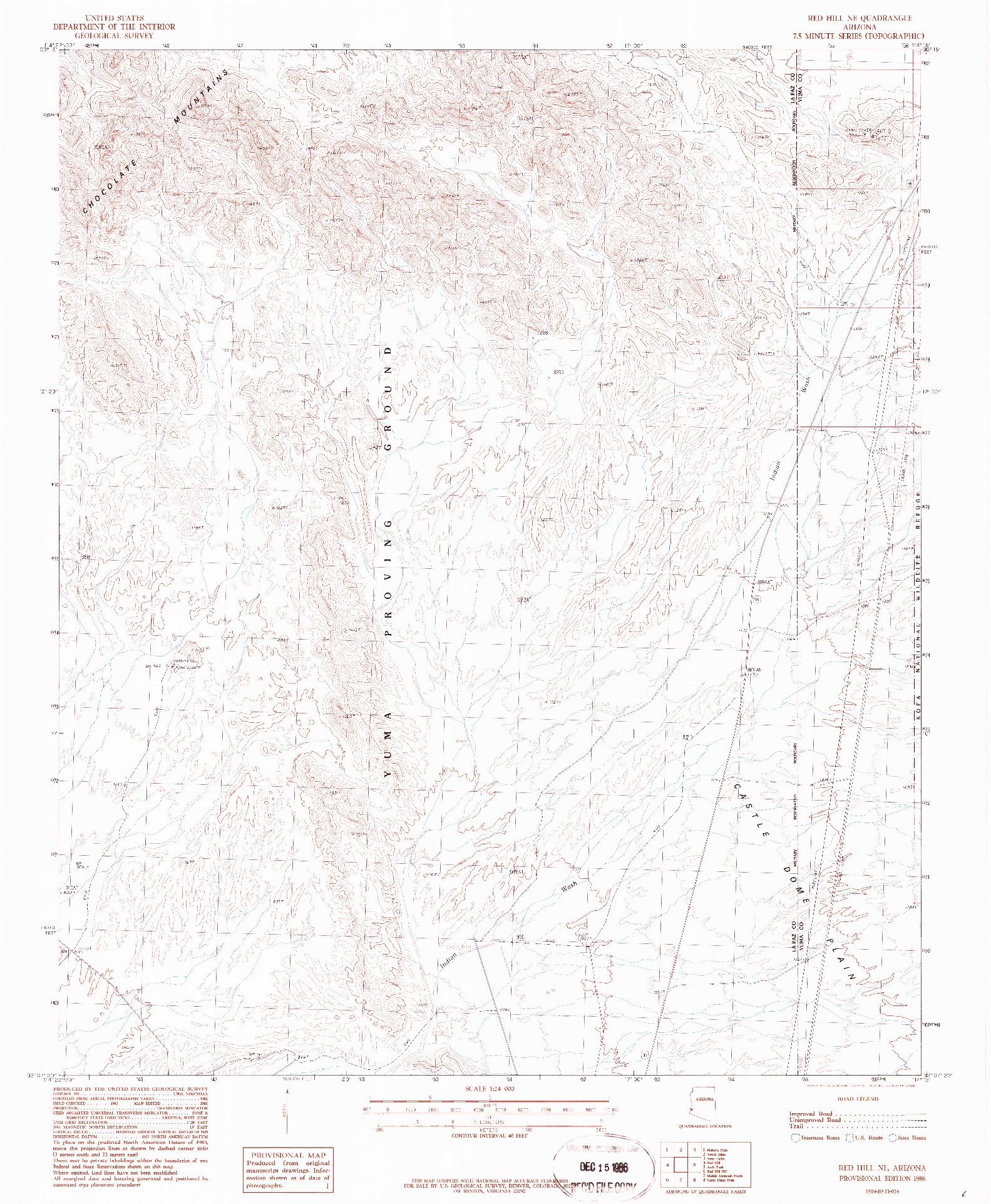 USGS 1:24000-SCALE QUADRANGLE FOR RED HILL NE, AZ 1986