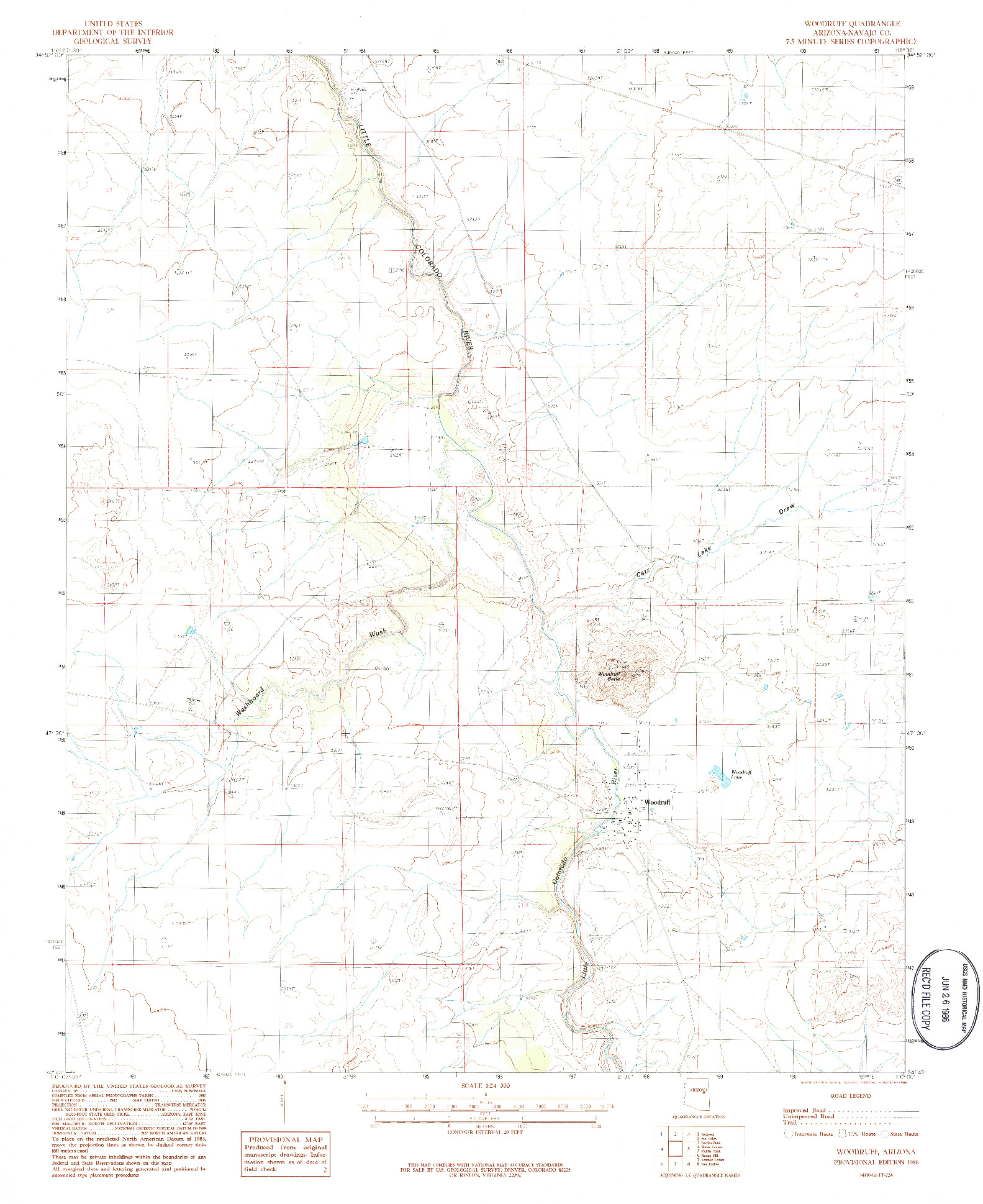 USGS 1:24000-SCALE QUADRANGLE FOR WOODRUFF, AZ 1986