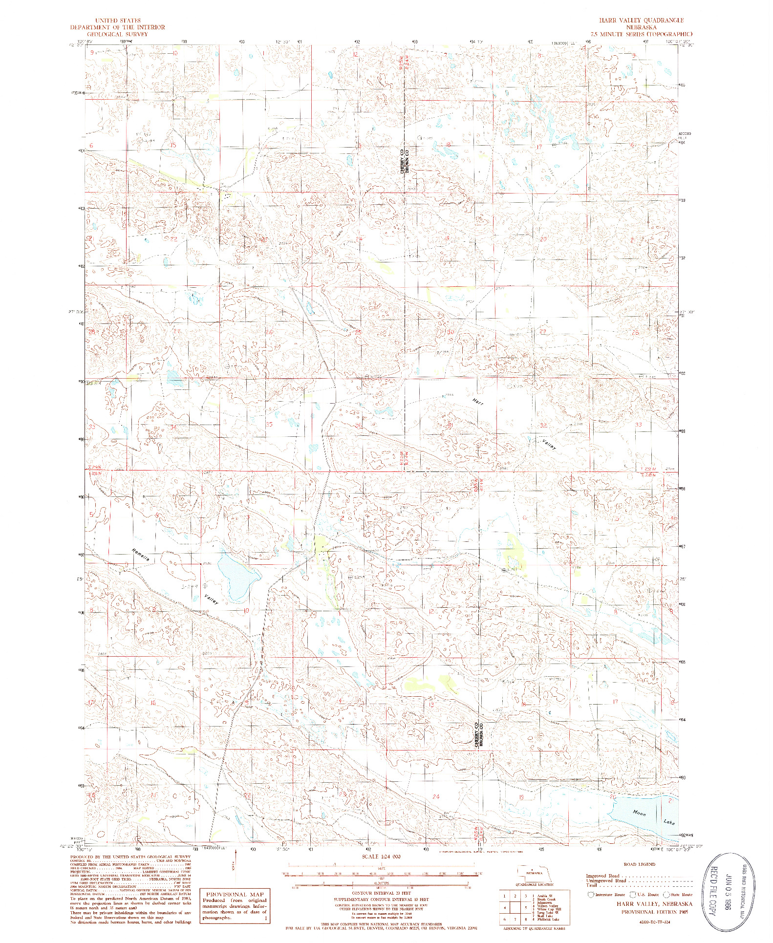 USGS 1:24000-SCALE QUADRANGLE FOR HARR VALLEY, NE 1985