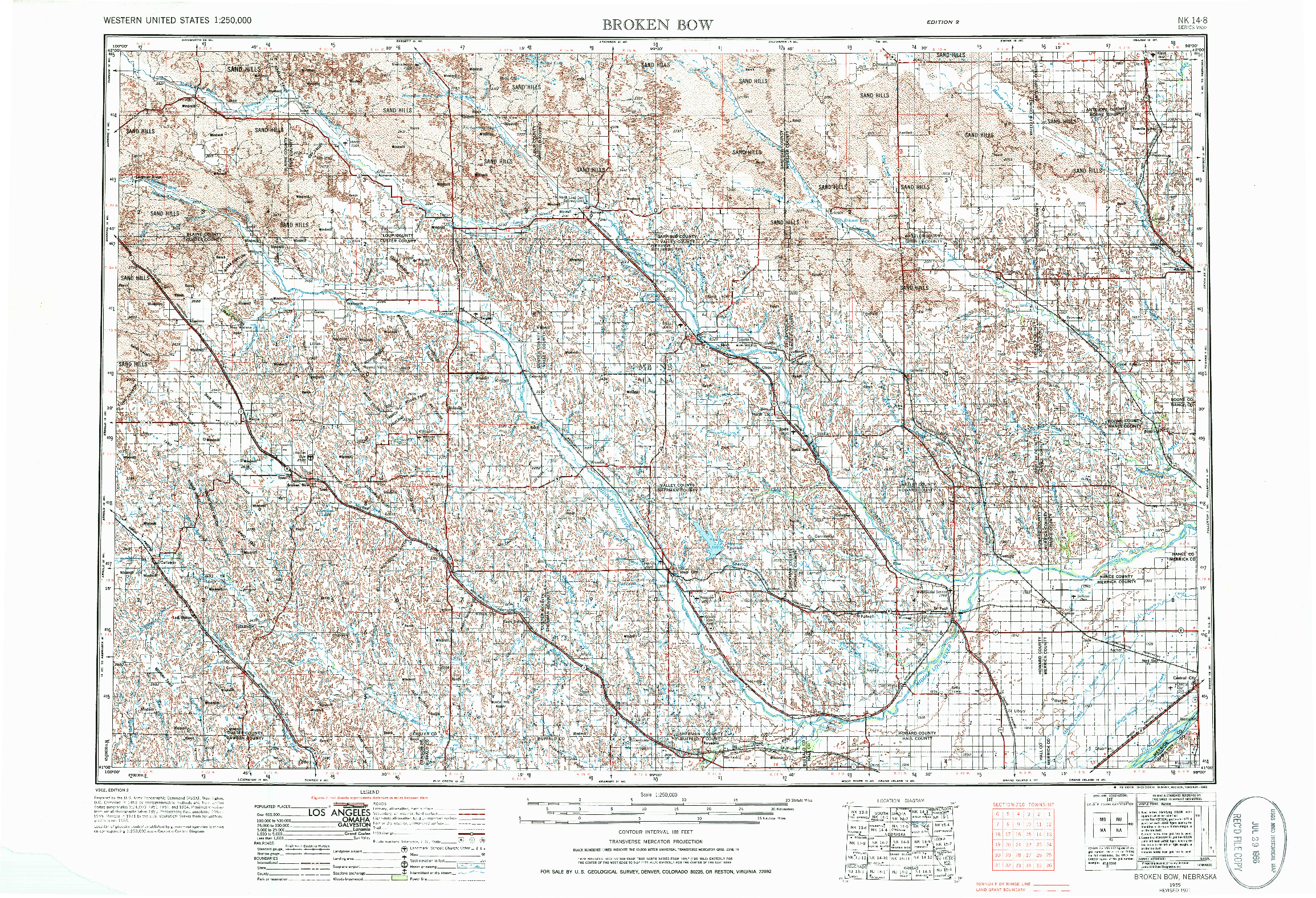 USGS 1:250000-SCALE QUADRANGLE FOR BROKEN BOW, NE 1955