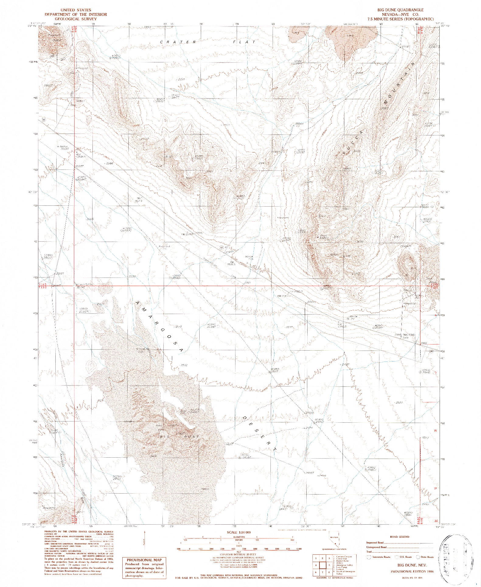 USGS 1:24000-SCALE QUADRANGLE FOR BIG DUNE, NV 1986