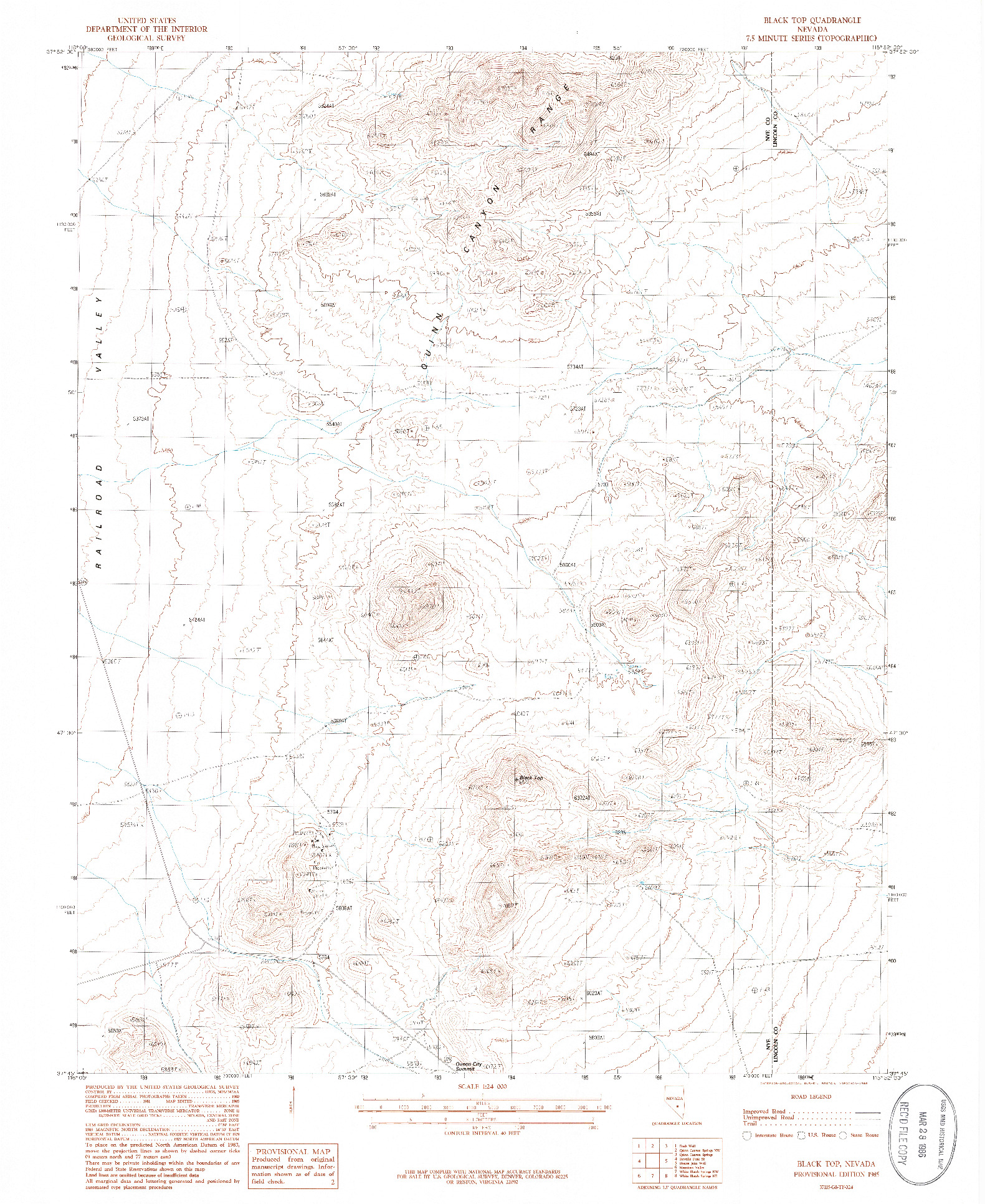 USGS 1:24000-SCALE QUADRANGLE FOR BLACK TOP, NV 1985