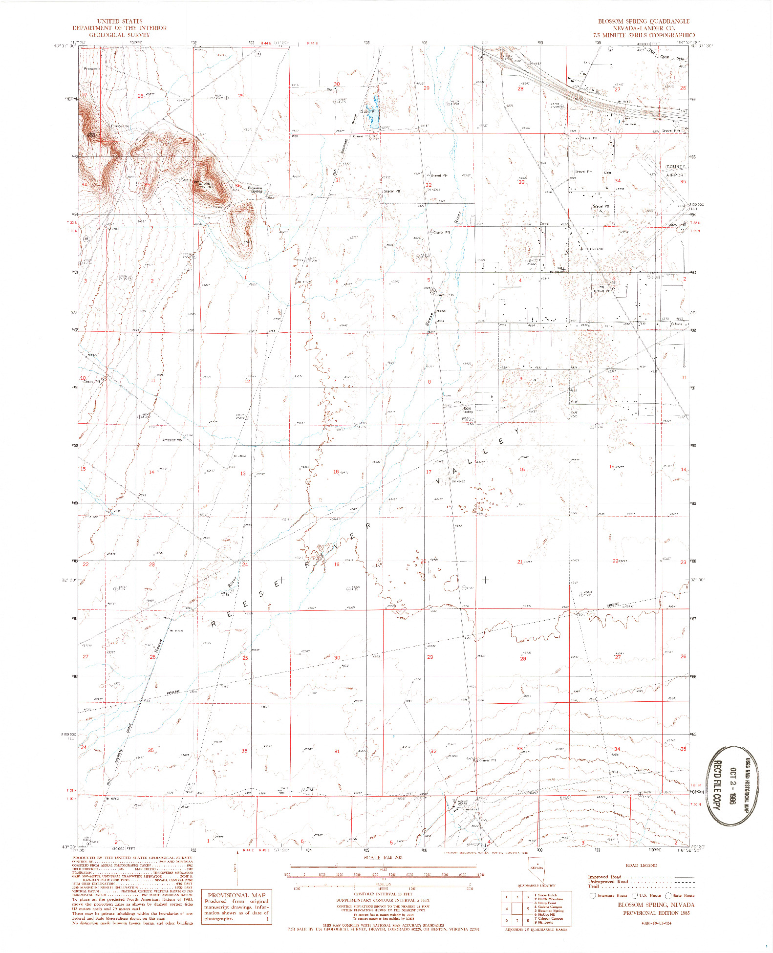 USGS 1:24000-SCALE QUADRANGLE FOR BLOSSOM SPRING, NV 1985