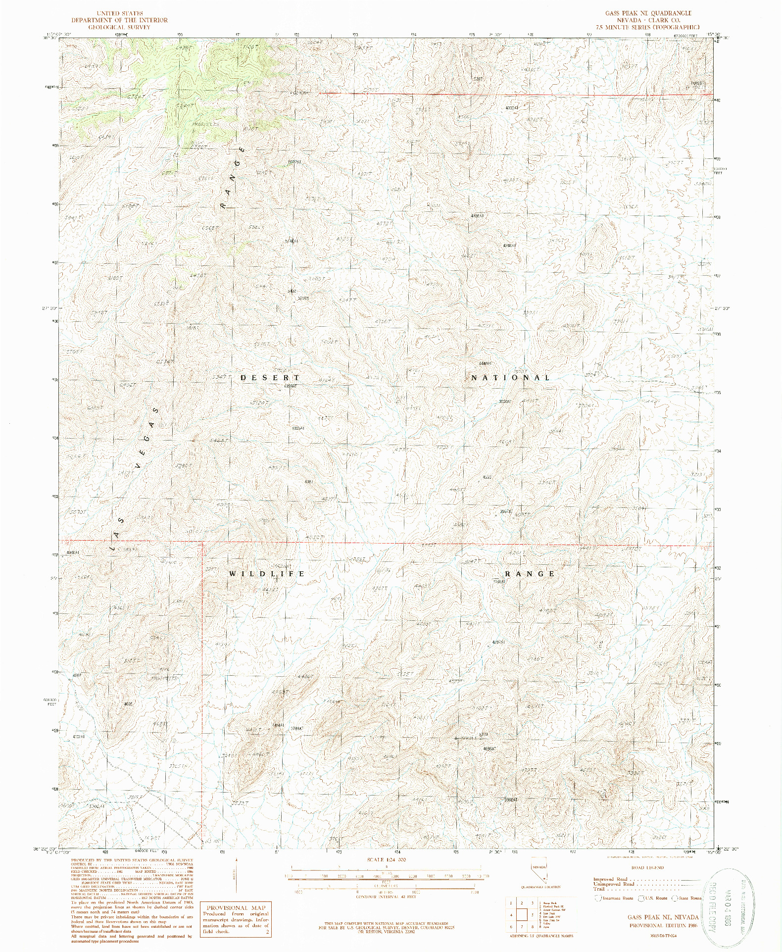 USGS 1:24000-SCALE QUADRANGLE FOR GASS PEAK NE, NV 1986