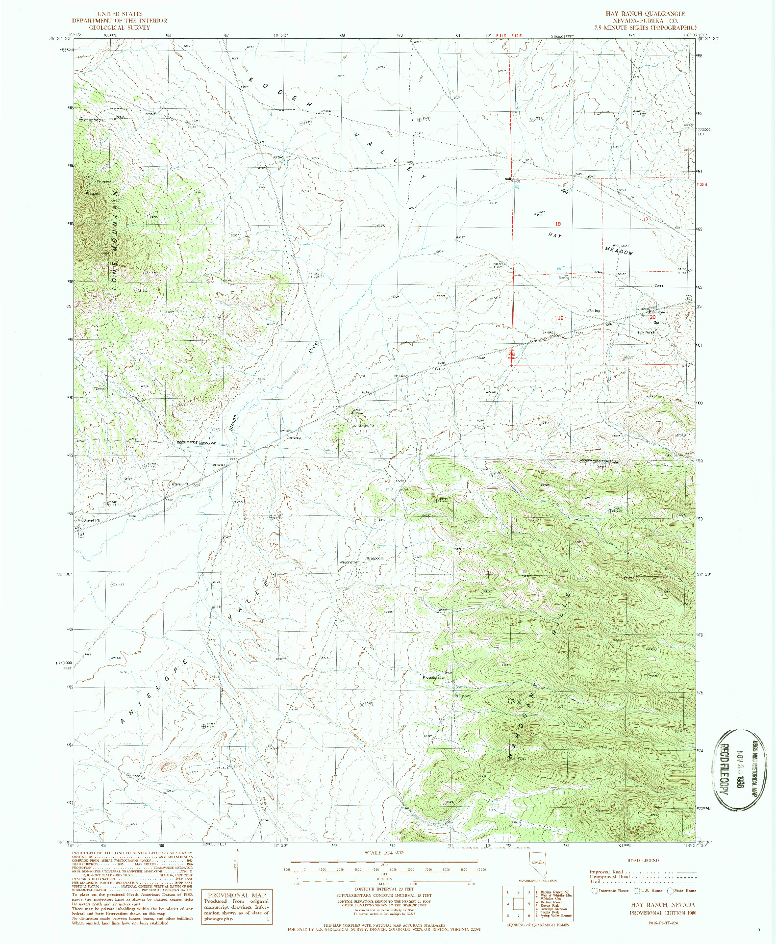USGS 1:24000-SCALE QUADRANGLE FOR HAY RANCH, NV 1986