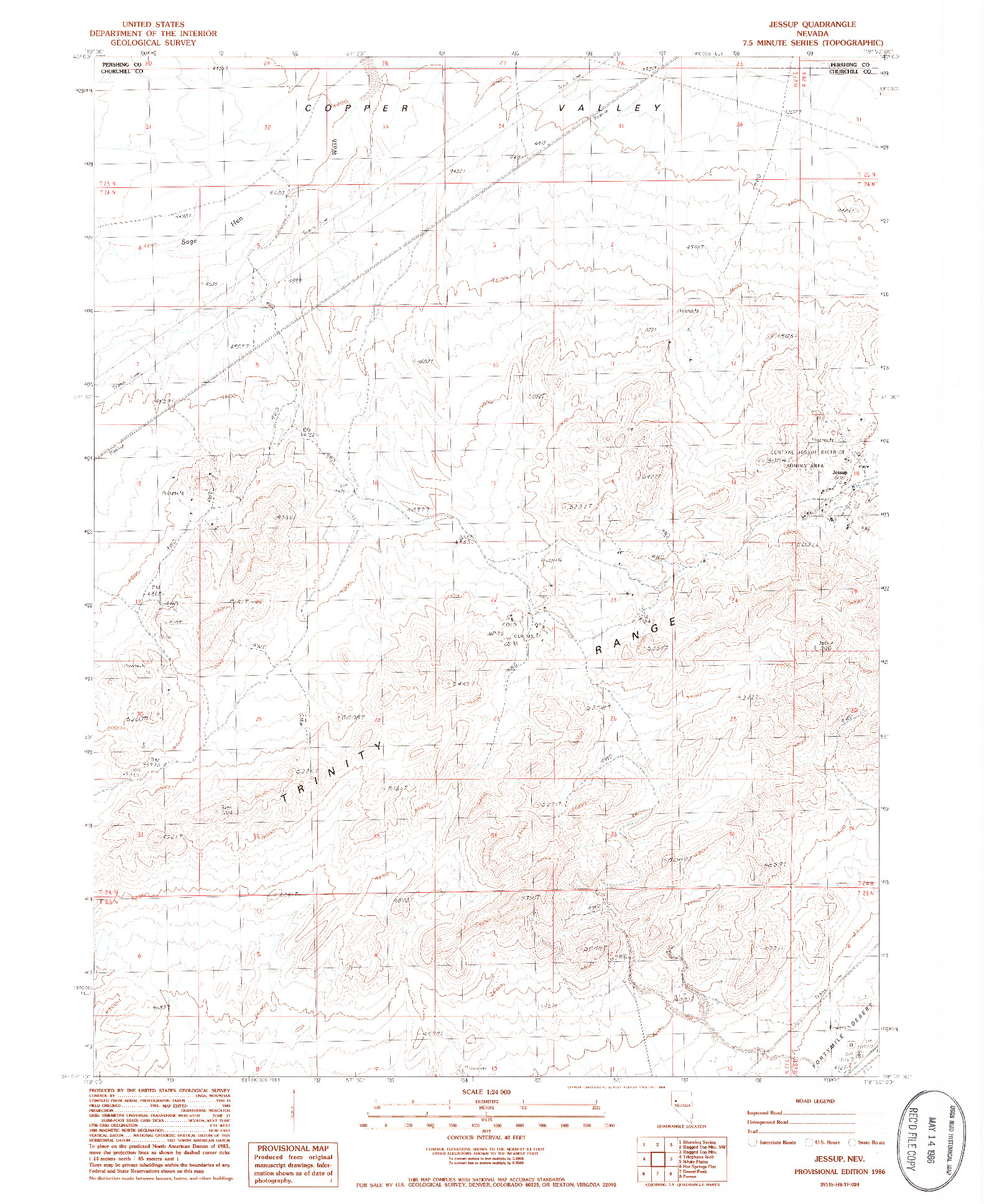 USGS 1:24000-SCALE QUADRANGLE FOR JESSUP, NV 1986