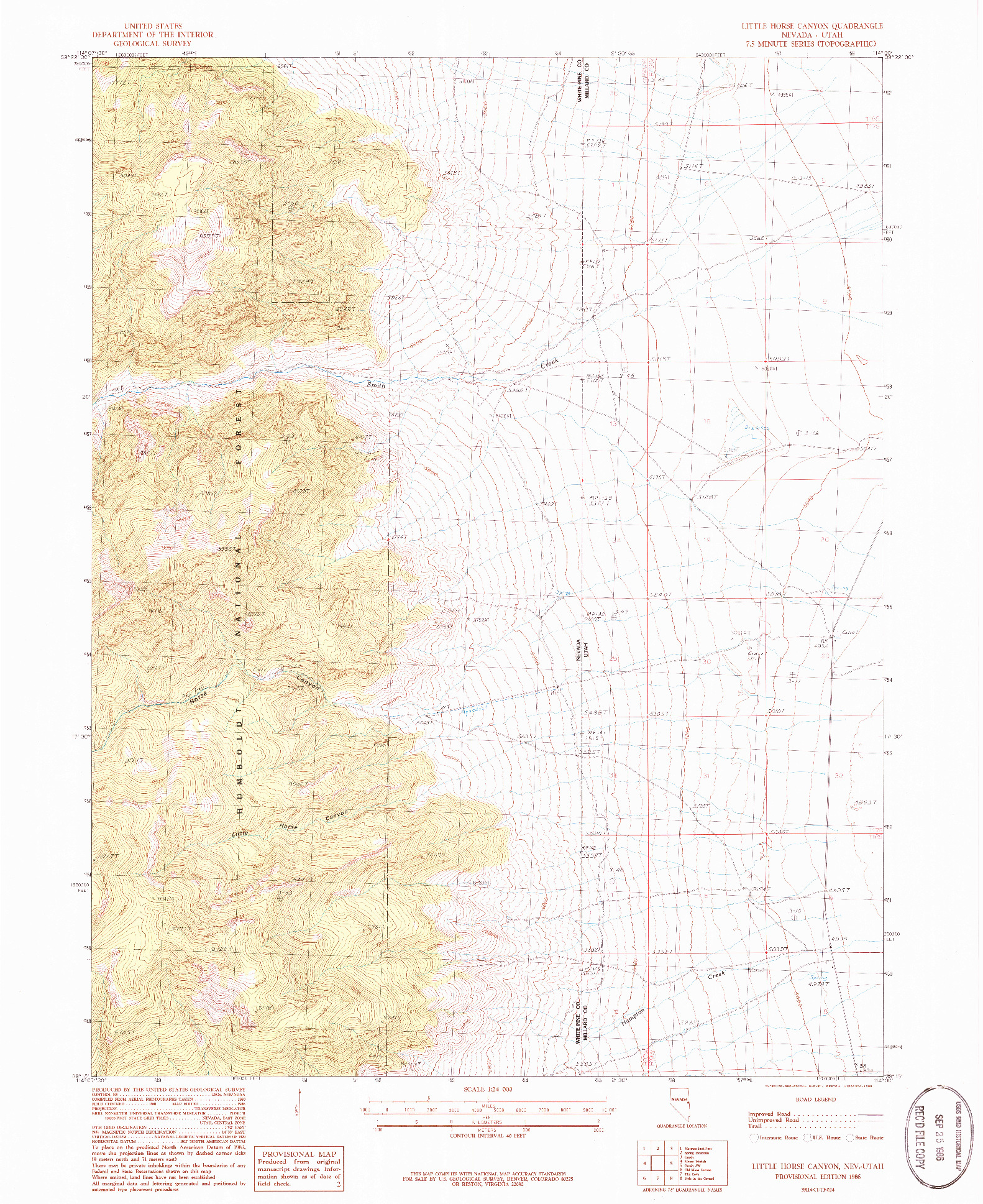 USGS 1:24000-SCALE QUADRANGLE FOR LITTLE HORSE CANYON, NV 1986