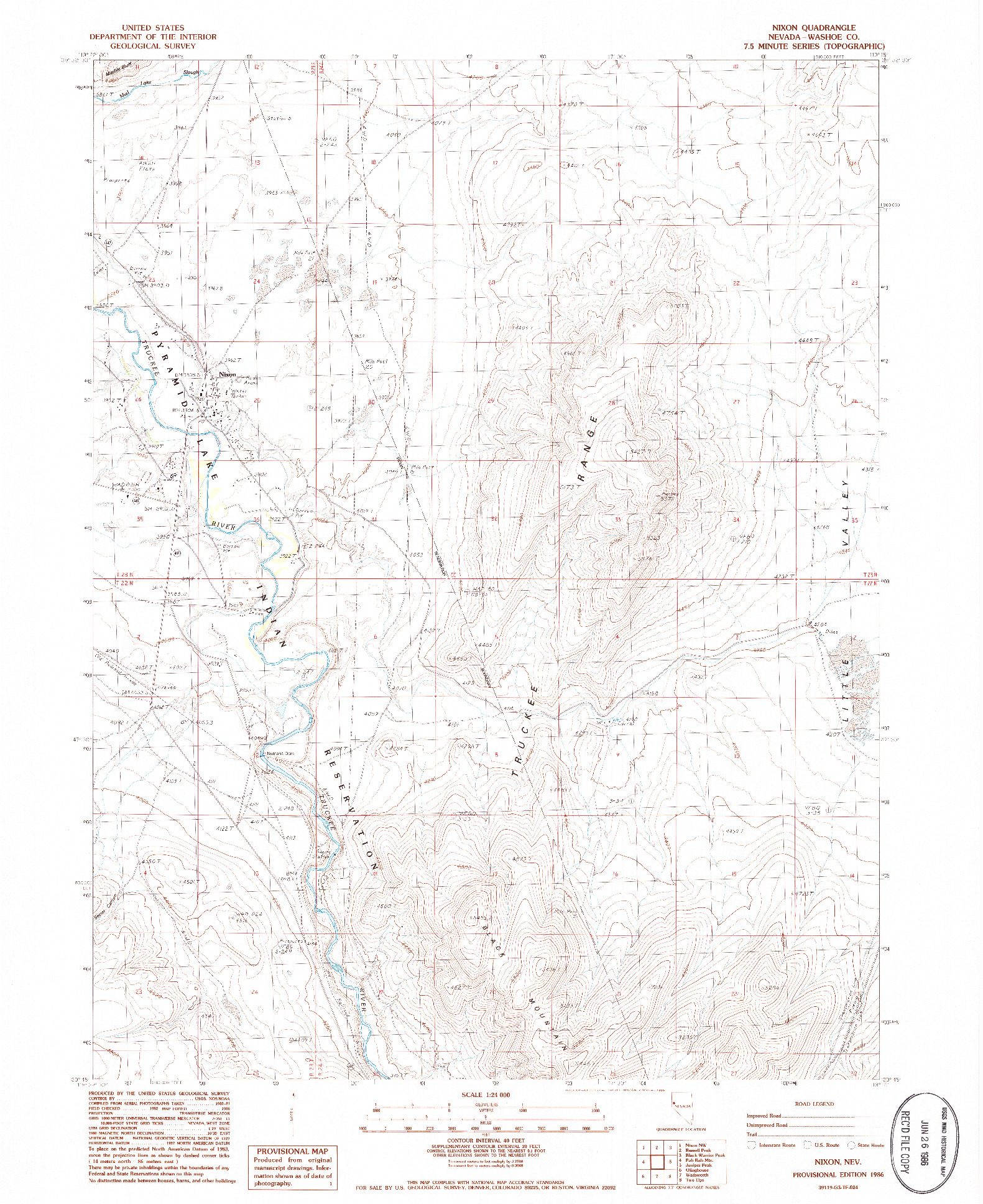 USGS 1:24000-SCALE QUADRANGLE FOR NIXON, NV 1986