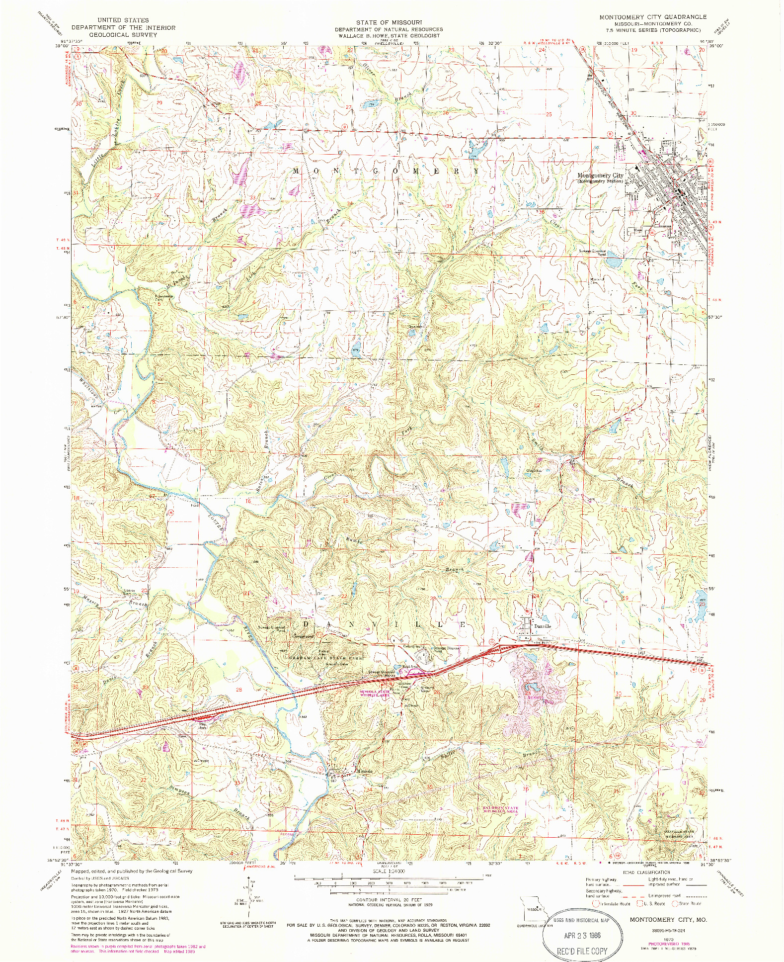 USGS 1:24000-SCALE QUADRANGLE FOR MONTGOMERY CITY, MO 1973